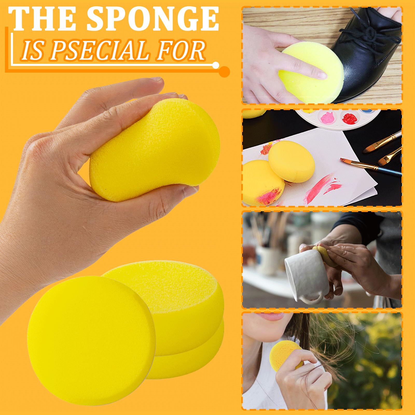 30 Pack Round Painting Sponge 2.9 Inch - Artist Sponges for Watercolor, Ceramic & Face Painting - Soft Synthetic Clay Sponges for Kids & Adults - Perfect for Art Projects, DIY Crafts & Makeup Application