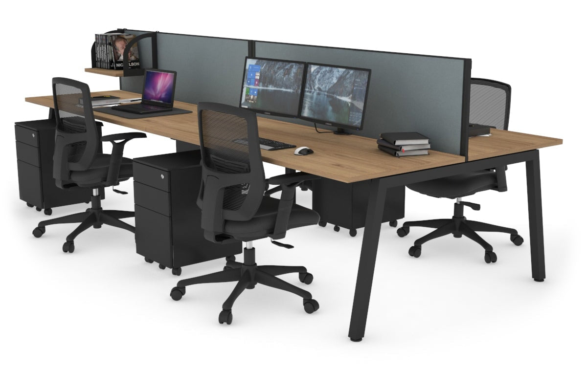 Quadro 4-Person Office Workstation Desk - 1400L x 700W Dimensions - Perfect for Team Collaboration, Open Office Spaces & Coworking Environments