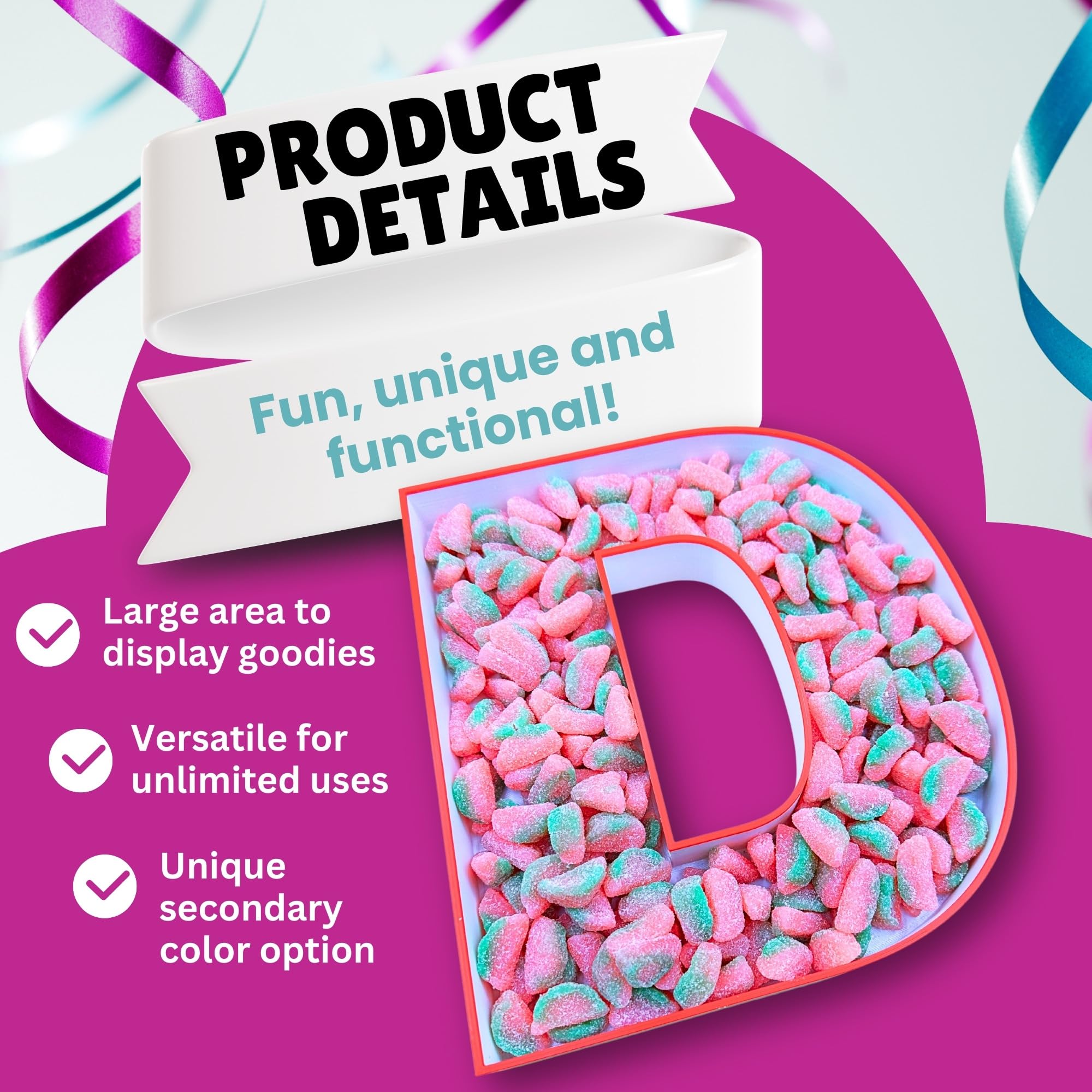 10-Inch Custom Multicolor Plastic Reusable Fillable Serving Trays - Perfect for Charcuterie, Candy, Snacks & Food Display | Great for Parties, Catering & Home Entertaining