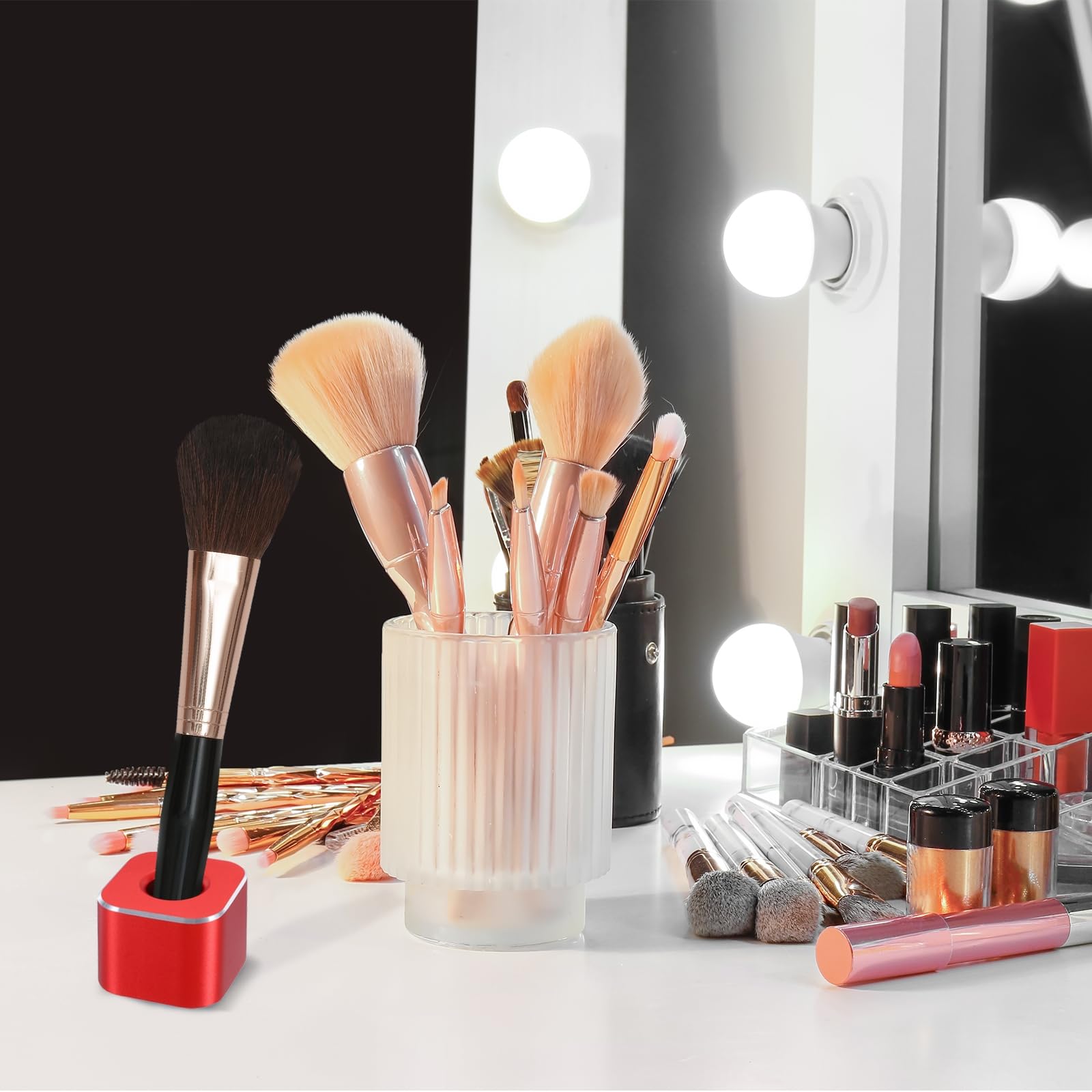 PATIKIL Aluminum Single Pen Stand Holder - Stylish Pen Display & Toothbrush Organizer for Home, Office & Classroom (Red) | Perfect for Desk Organization & Gift Ideas