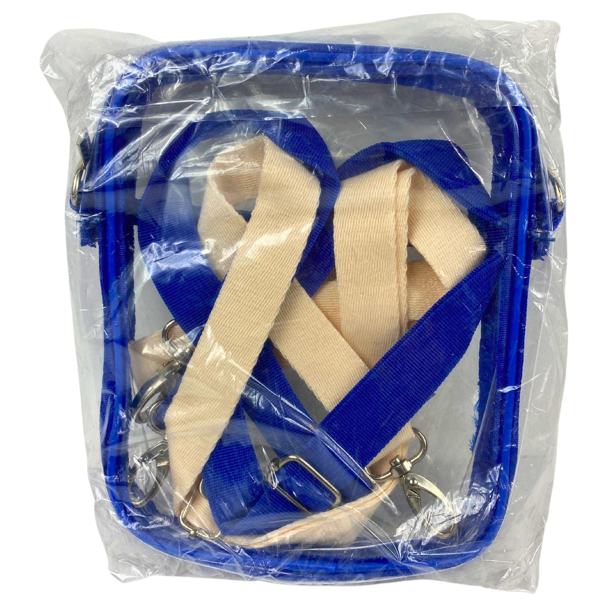 Bagentle Clear Purse Bags - 50 Pack Blue Vinyl Tote Bags for Women, Beach, Travel, Parties & Events