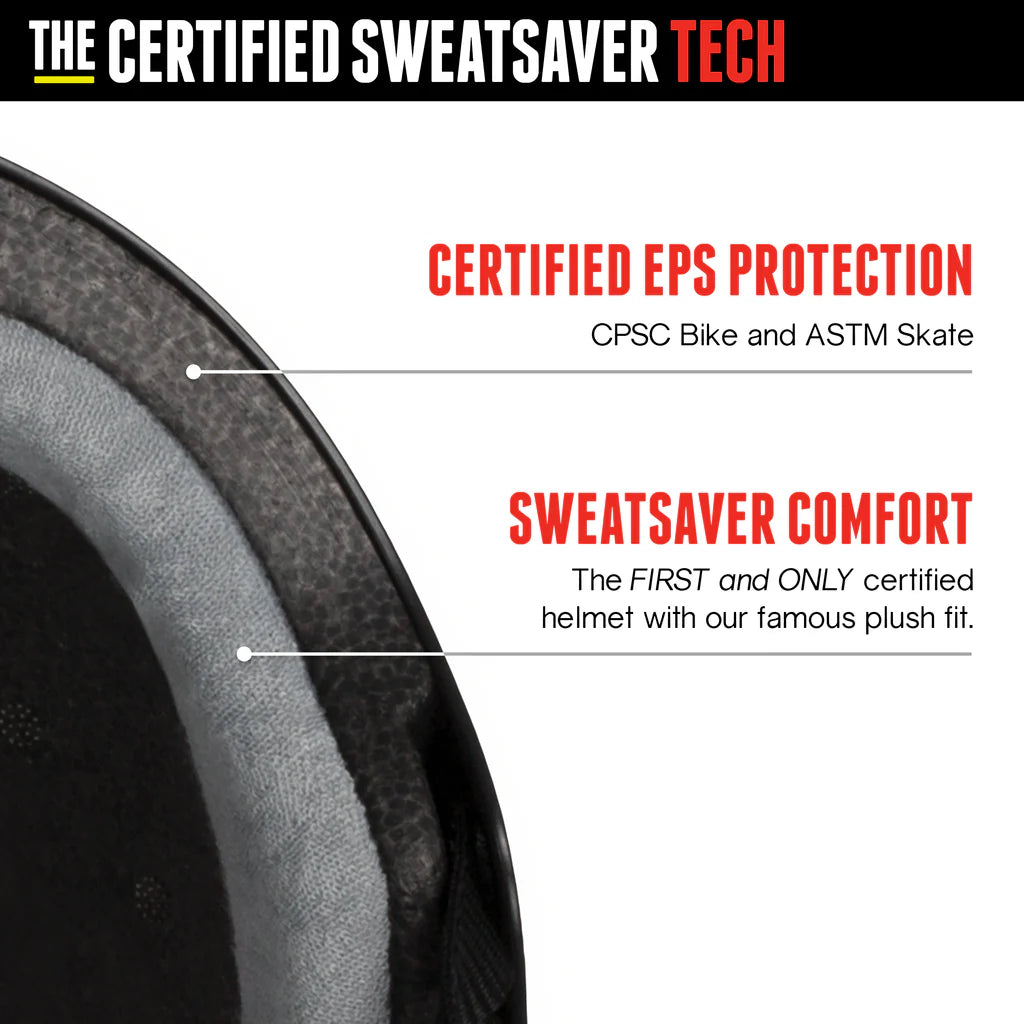 Triple Eight Certified Sweatsaver Helmet - White Matte - Skateboard, Bike & Scooter Safety Gear for Adults & Youth - ASTM Certified Protection