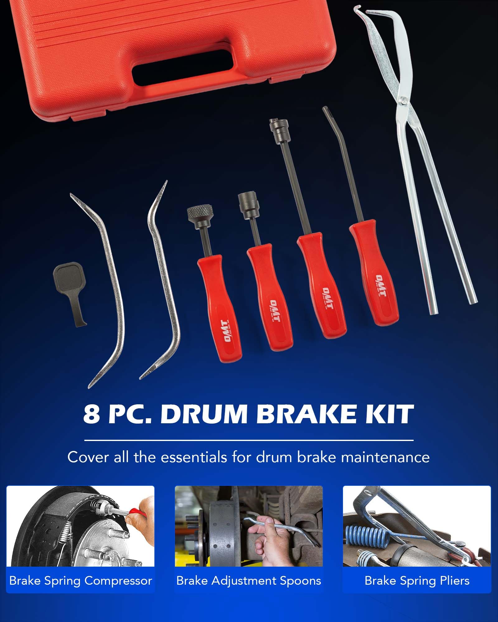 Orion Motor Tech 32-Piece Dual Brake Tool Kit - 2-in-1 Caliper Compression & Drum Brake Tool Set with Spring Compressor Pliers for Professional Automotive Brake Service & DIY Repairs | Perfect for Car, Truck, SUV Brake Maintenance & Installation