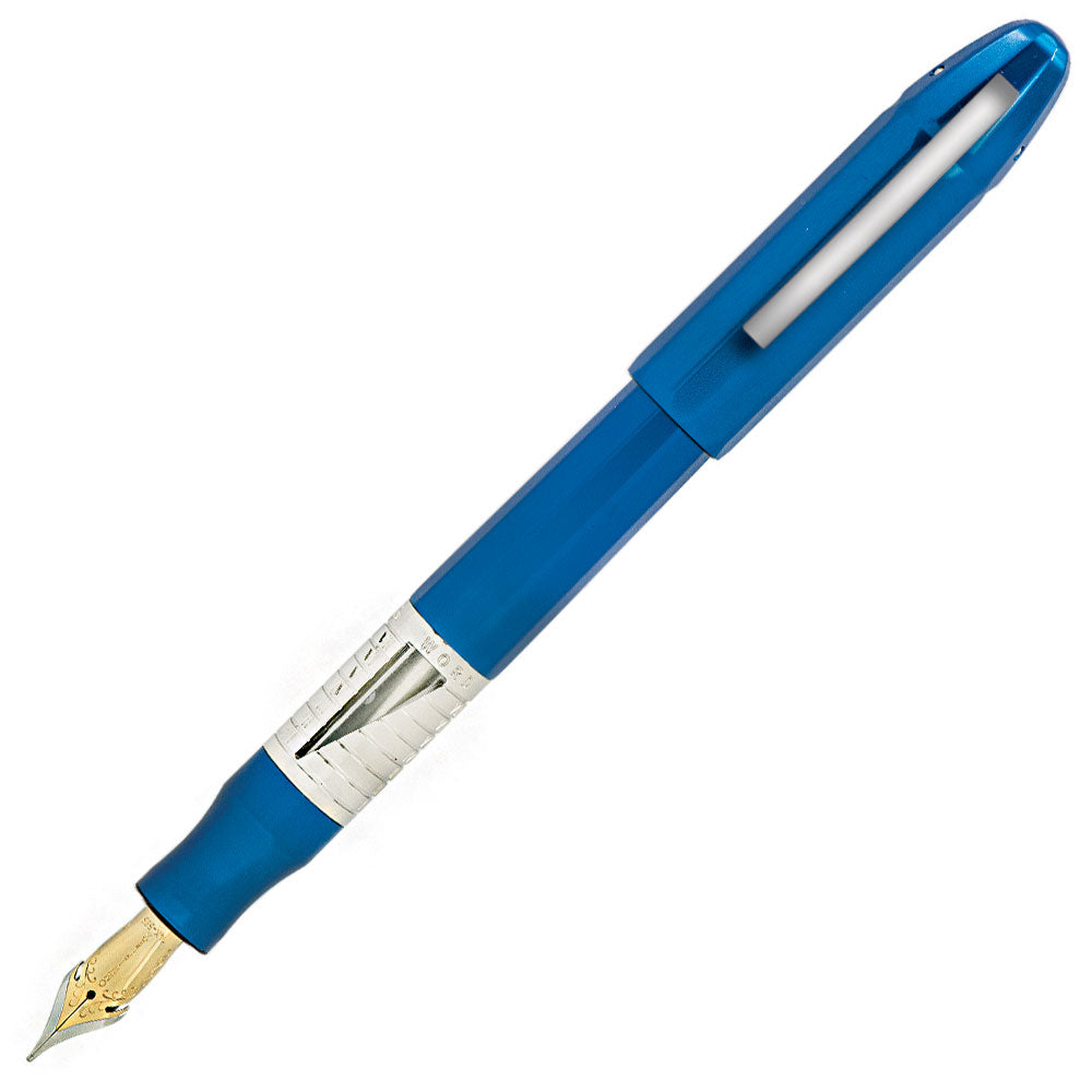 Conklin Nozac Classic Fountain Pen 125th Anniversary Edition - Blue Barrel with Chrome Trim - Luxury Writing Instrument for Professionals & Collectors - Perfect for Signing Documents, Journaling & Gift Giving