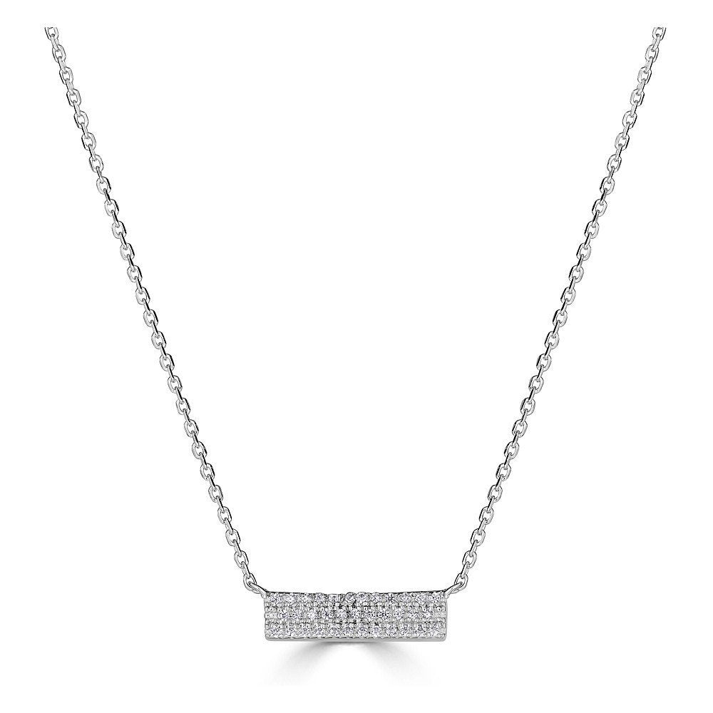 14KT Gold 1/10 CTW Diamond Rectangle Bar Necklace for Women - Elegant Layering Piece for Everyday Wear & Special Occasions
