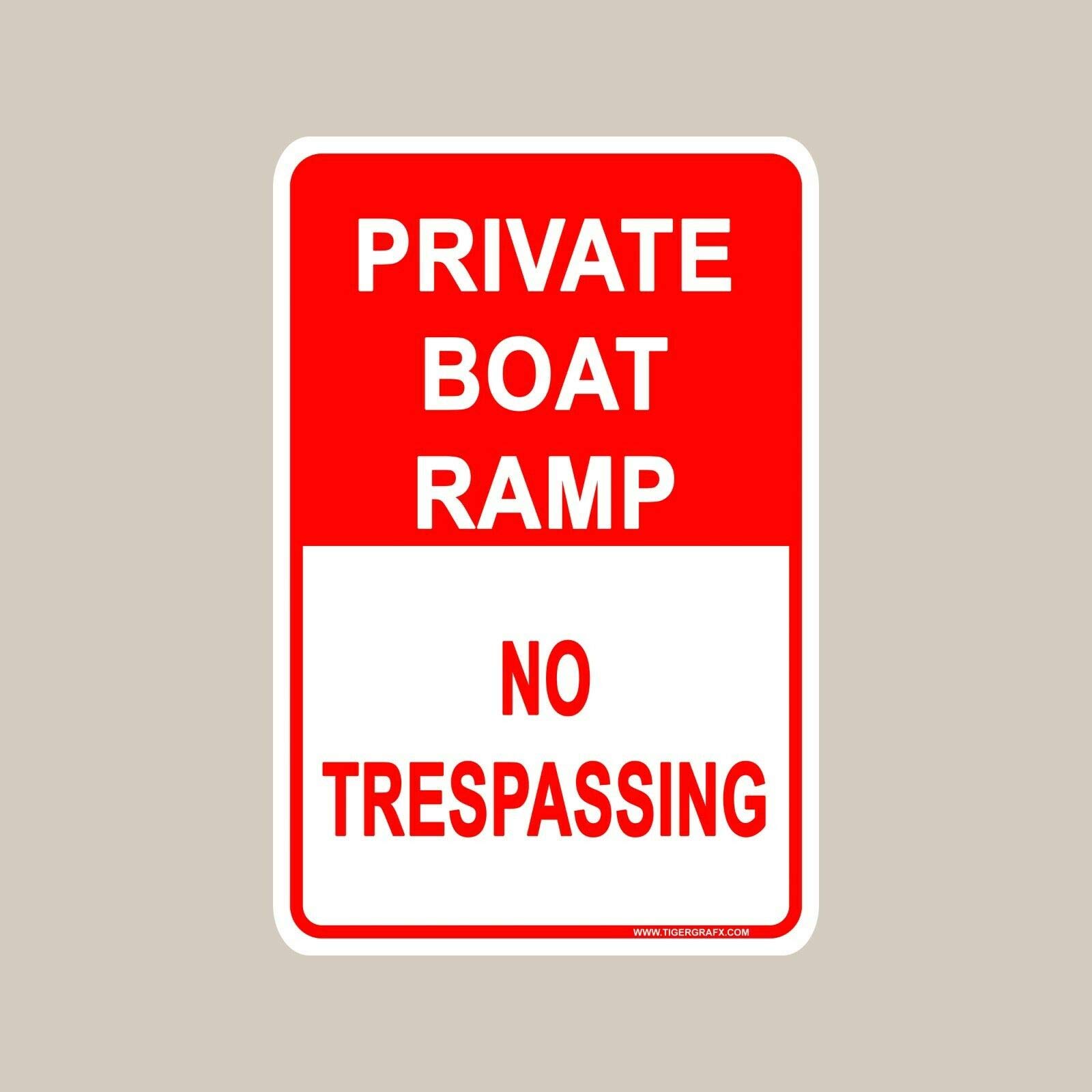 ZMKDLL Private Boat Ramp No Trespassing Sign - Durable Metal for Camp & Dock