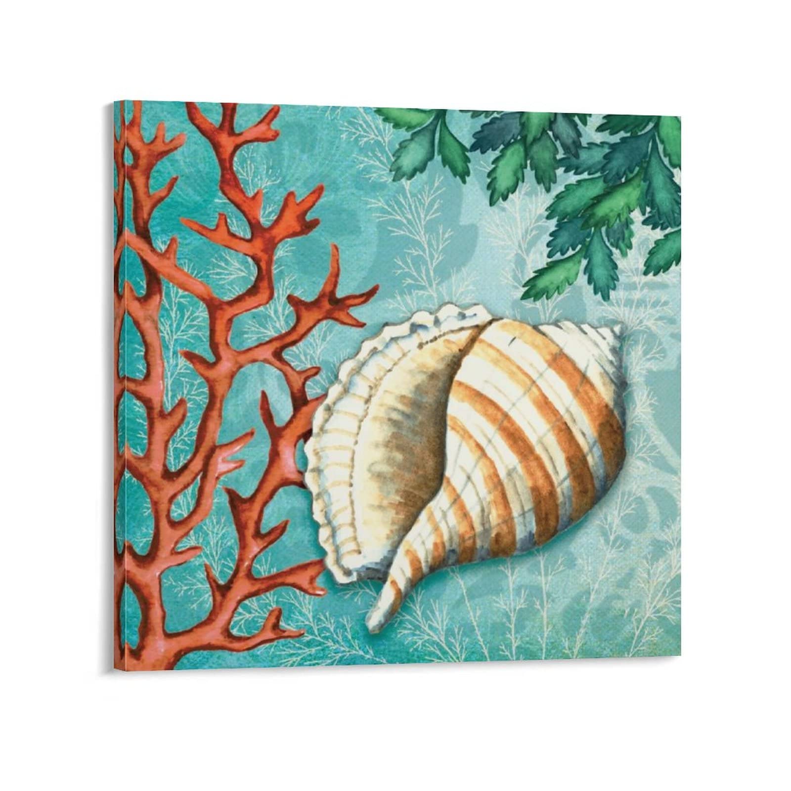 Coastal Seashore Canvas Wall Art - 28x28inch (70x70cm) Bathroom & Home Decor Posters, Prints for Bedroom, Living Room | Beach-Themed Wall Decor Perfect for Coastal Homes, Vacation Rentals & Spa-Like Bathrooms