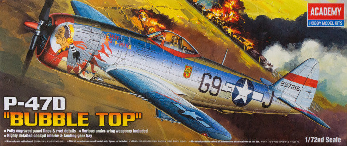 1/72 Scale Academy 12491 P-47D Bubble Top Thunderbolt Model Kit - Perfect for WWII Aircraft Collectors & Hobbyists | Great for Display, Gifts & Historical Dioramas