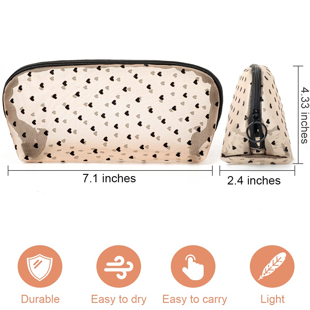 3-Piece Small Makeup Bag Set with Zipper - Cute Cosmetic Pouch & Portable Mesh Toiletries Organizer for Women & Girls (Same Size) - Perfect for Travel, Gym, and Daily Essentials Storage
