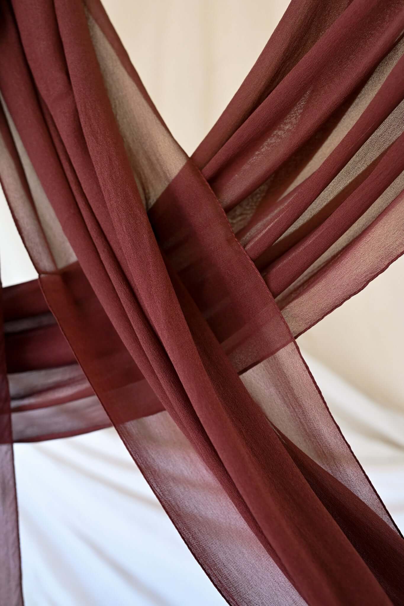 Sunset Mahogany Silk Chiffon Fabric - Premium Soft & Flowy Material for Dresses, Scarves & Home Decor
