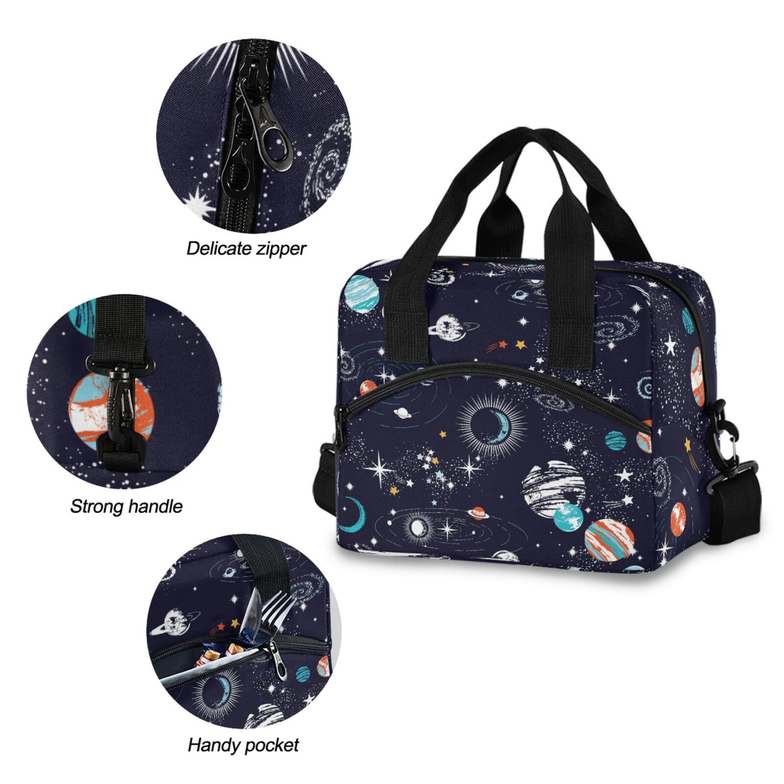 CBBYY Insulated Lunch Bag for Women & Men - Reusable Space Universe Lunch Box with Adjustable Shoulder Straps - Perfect for Work, School, Picnics & Outdoor Activities
