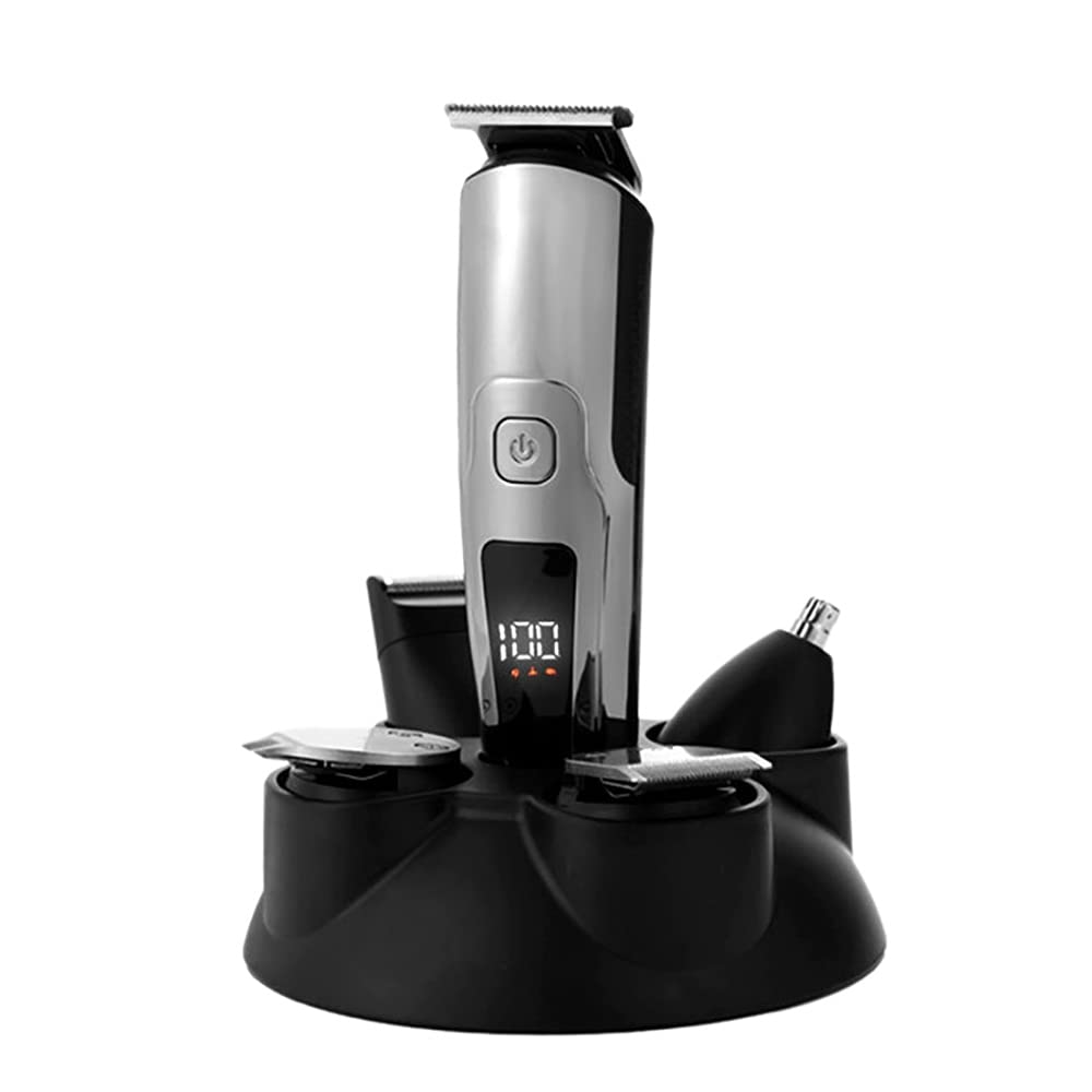 Qutsvosh 5-in-1 Men's Hair Clipper & Grooming Kit - Beard Trimmer, Head Shaver, Body & Face Hair Trimmer with Nose Hair Attachment - Perfect for Home Barbering & Travel Grooming
