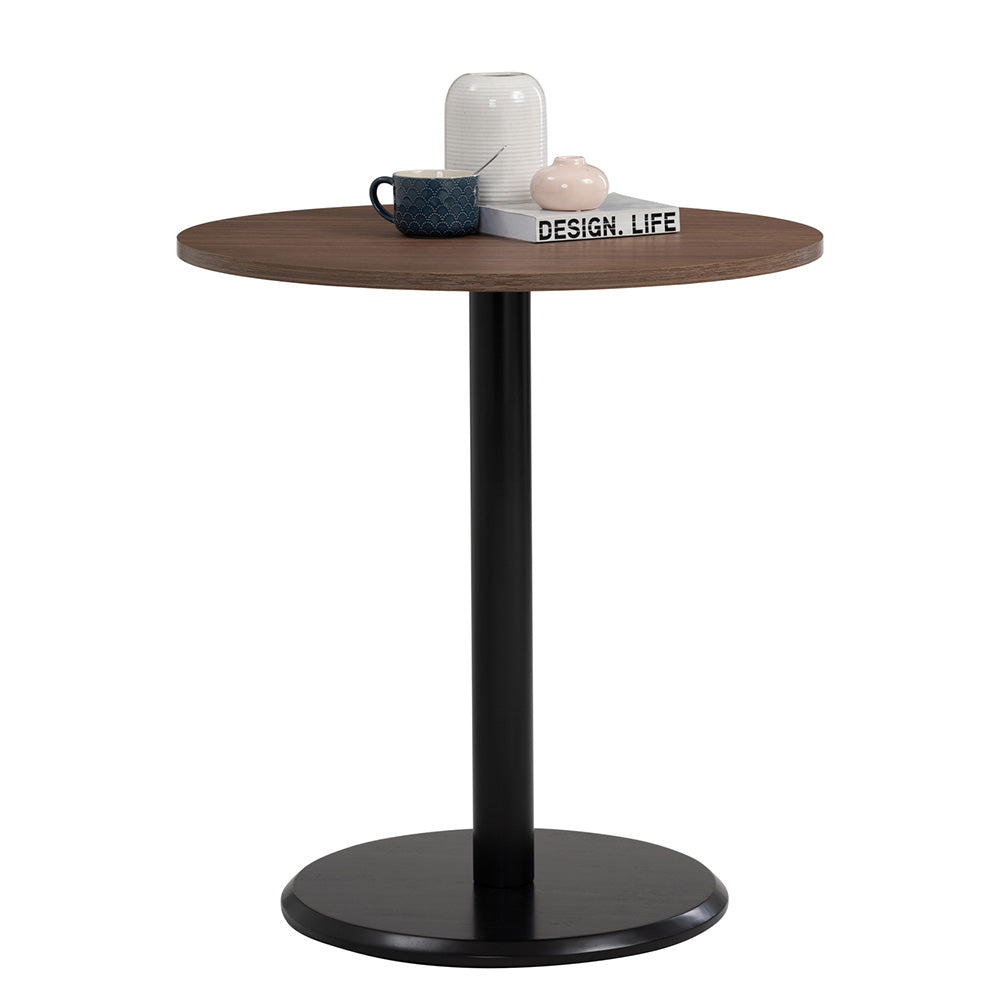 RUNDA 70cm Round Dining Table - Walnut & Black Finish - Perfect for Small Spaces, Breakfast Nooks & Cozy Kitchen Settings
