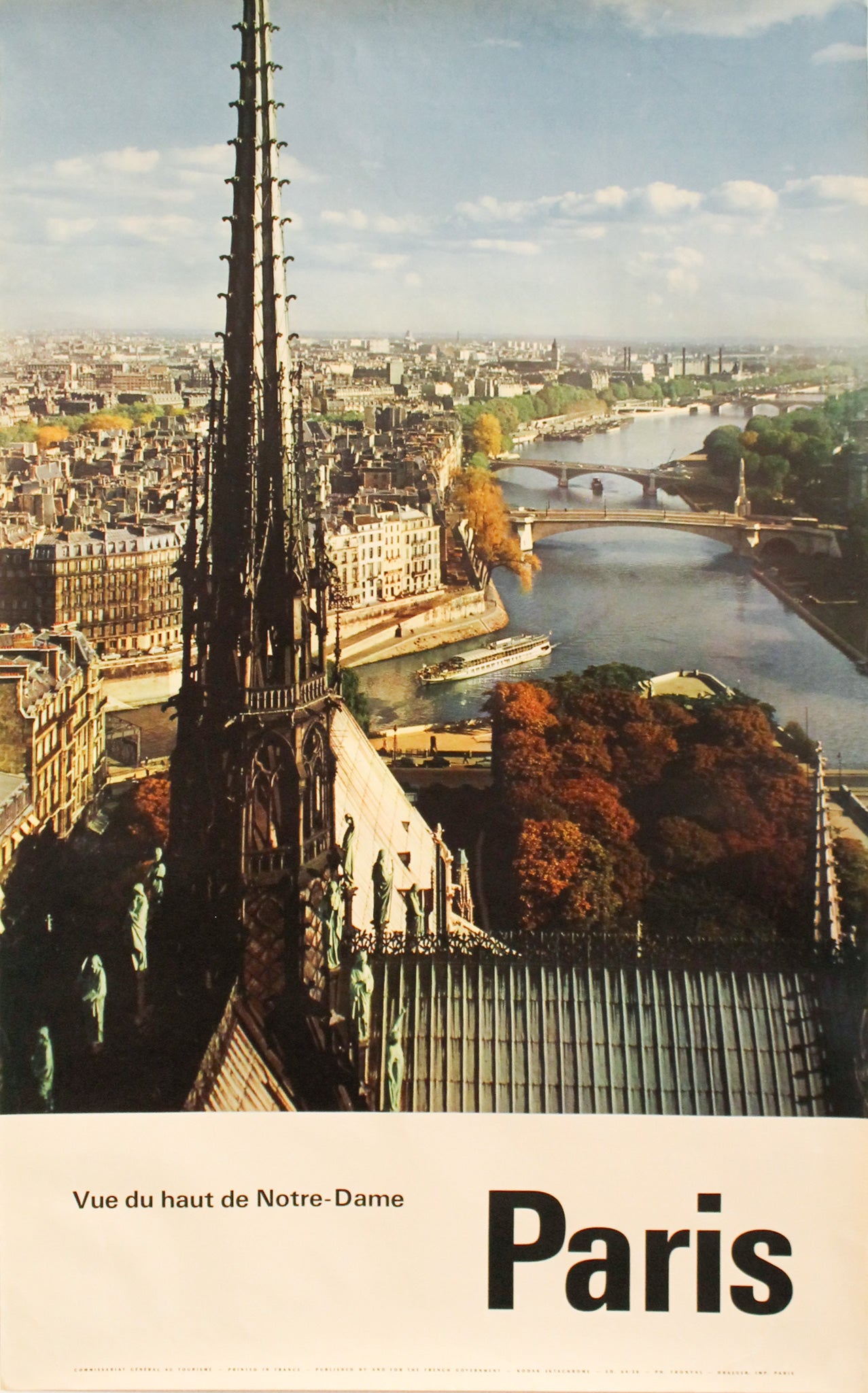 1980's Vintage Travel Poster - Aerial View of Notre Dame, Paris | Retro Wall Art for Home & Office Decor | Perfect for Travel Enthusiasts & Paris Lovers