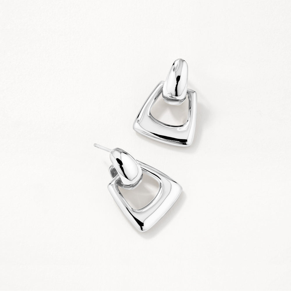 Silver Doorknocker Hoop Stud Earrings for Women - Elegant Dangle Earrings for Parties, Weddings & Everyday Wear