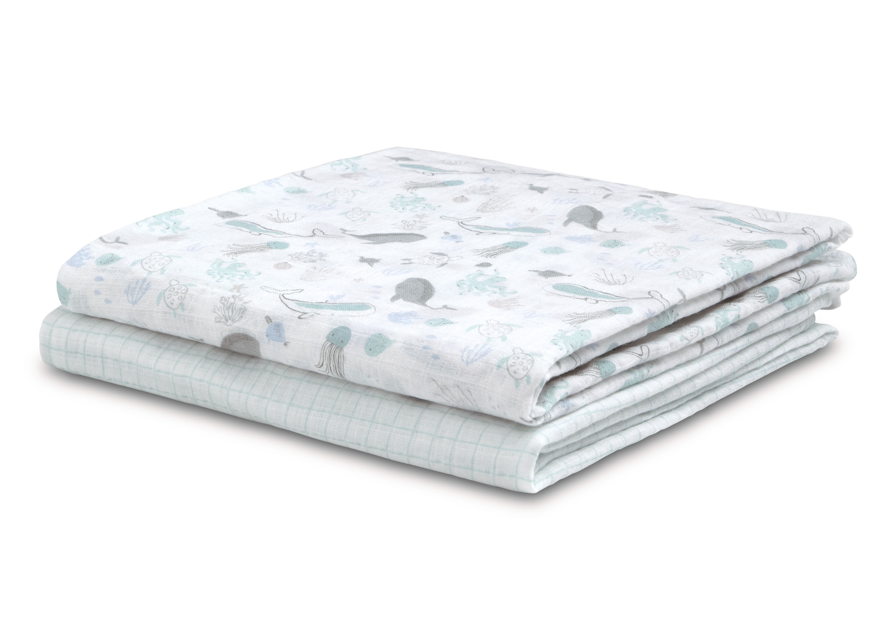 100% Cotton Muslin Baby Receiving Blankets - Soft & Breathable Swaddle Blankets for Newborns - 2 Pack Set - Perfect for Swaddling, Nursing & Stroller Use