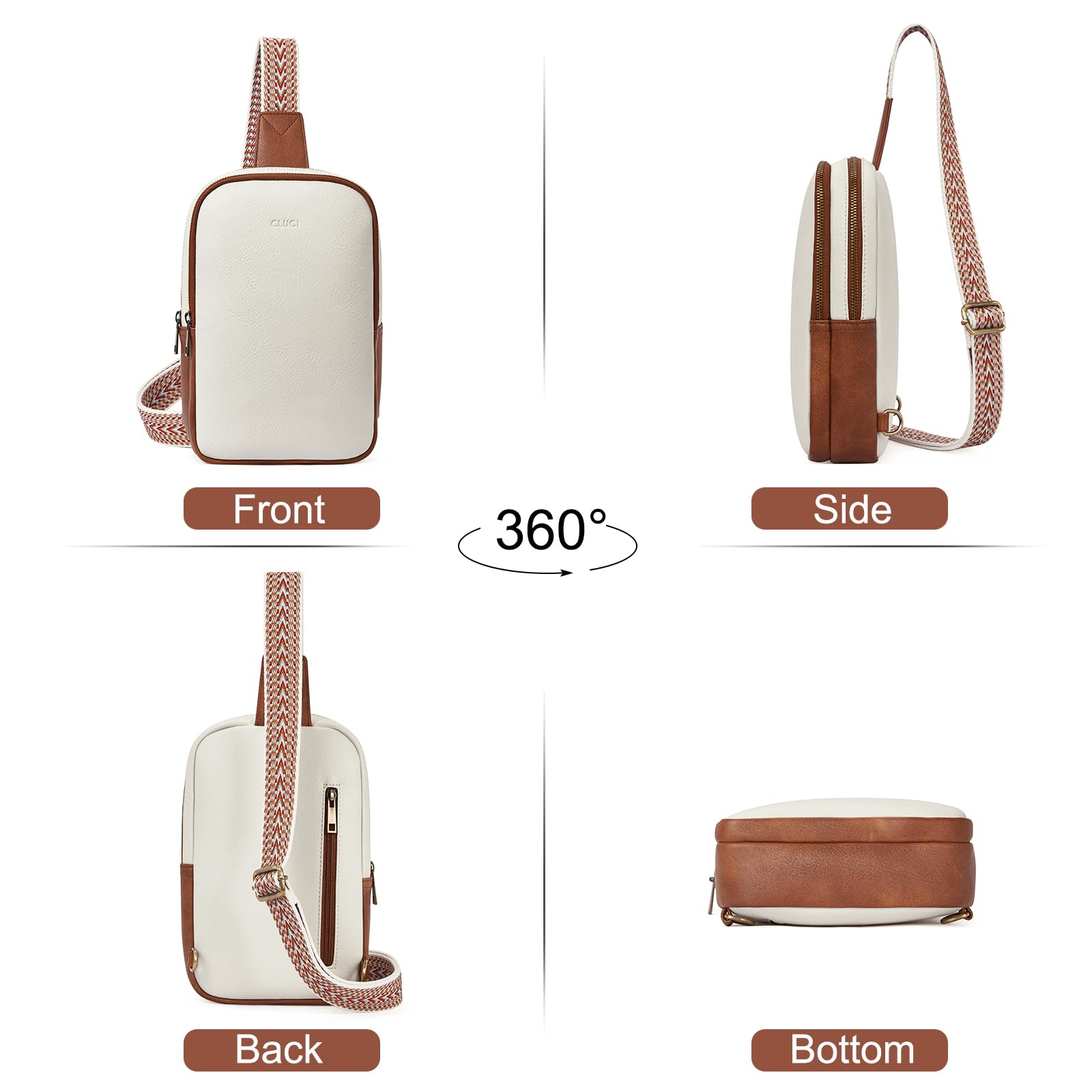 CLUCI Genuine Leather Crossbody Bag for Women - Stylish Sling Backpack Purse, Adjustable Strap, Lightweight & Durable - Perfect for Travel, Shopping & Daily Use