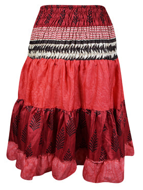Eco-Friendly Red Beach Skirt - Summer Elastic Waist Silk Skirt for Women (S/M) | Perfect for Vacation, Poolside & Boho Fashion