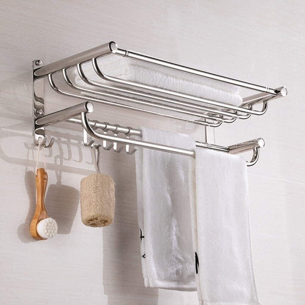 Stainless Steel Brushed Towel Rack - 70cm Wall Mounted Bathroom Shelf for Hotel & Kitchen - Durable & Stylish Storage Solution for Towels, Robes & Bathroom Essentials
