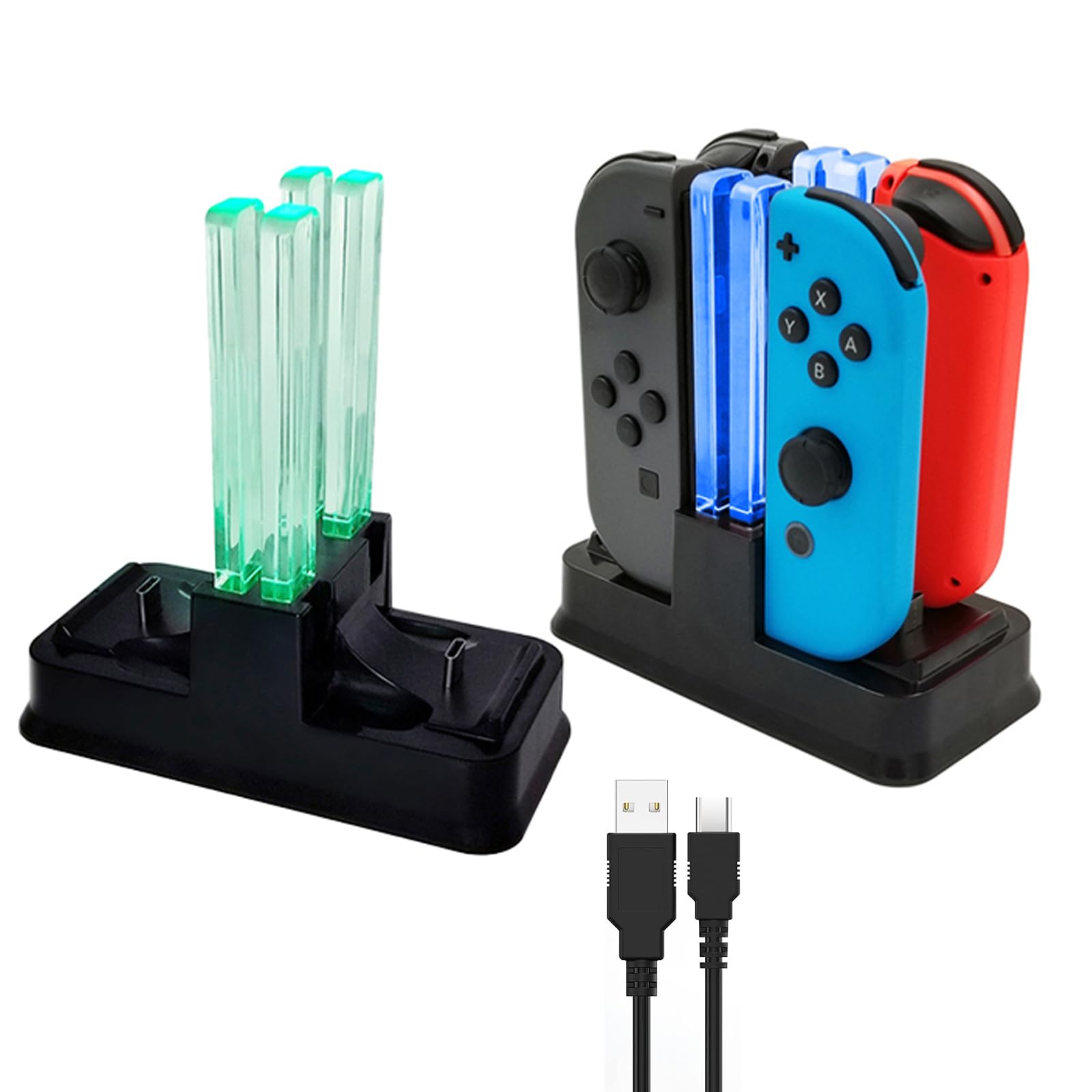 Nintendo Switch Charging Dock for Joy-Con & OLED Model - LED Lamppost Indicator, Fast Charging Stand Station with USB Cable | Perfect for Gaming Setup & Travel Accessories