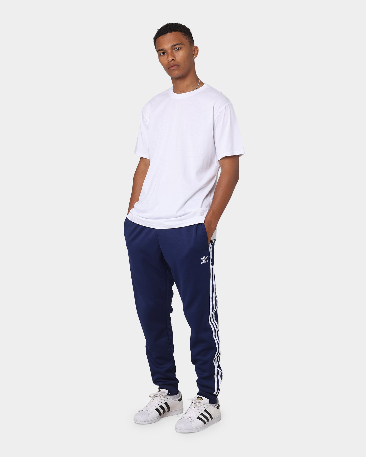 Adidas SST Track Pants for Men - Night Sky/White - Comfortable Athletic Joggers for Running, Gym & Casual Wear