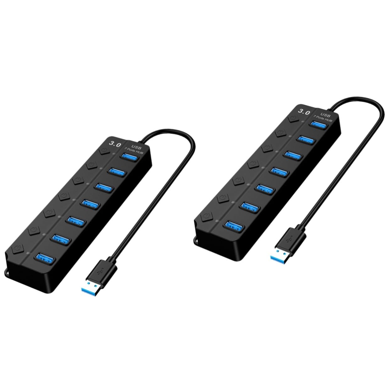 Homoyoyo 2-Port USB Hub with 7 USB Ports - High-Speed USB 3.0 Splitter for Laptop, PC, Mac - Expand Multiple USB Ports for Keyboard, Mouse, Flash Drive, Printer | Compact ABS Design for Home Office & Gaming Setup