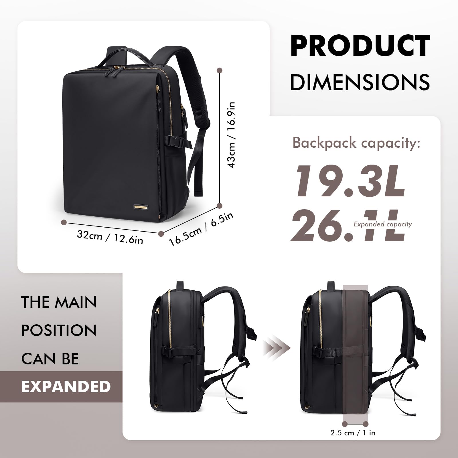 Stylish Women's Laptop Backpack for Travel & Work - Airline Approved 17.3 Inch Notebook Backpack, College Daypack with Multiple Pockets (Black) | Perfect for Business Trips, Commuting & Campus Use