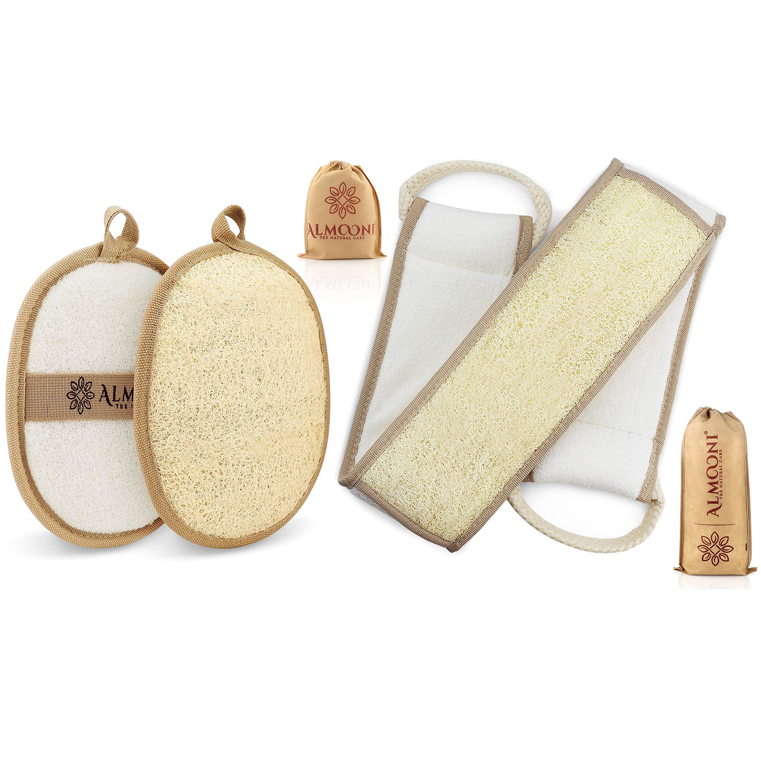 Premium Natural Egyptian Loofah Pad - Exfoliating Body & Back Scrubber for Deep Cleansing | Shower Sponge for Smooth Skin | Perfect for Daily Use & Spa Days