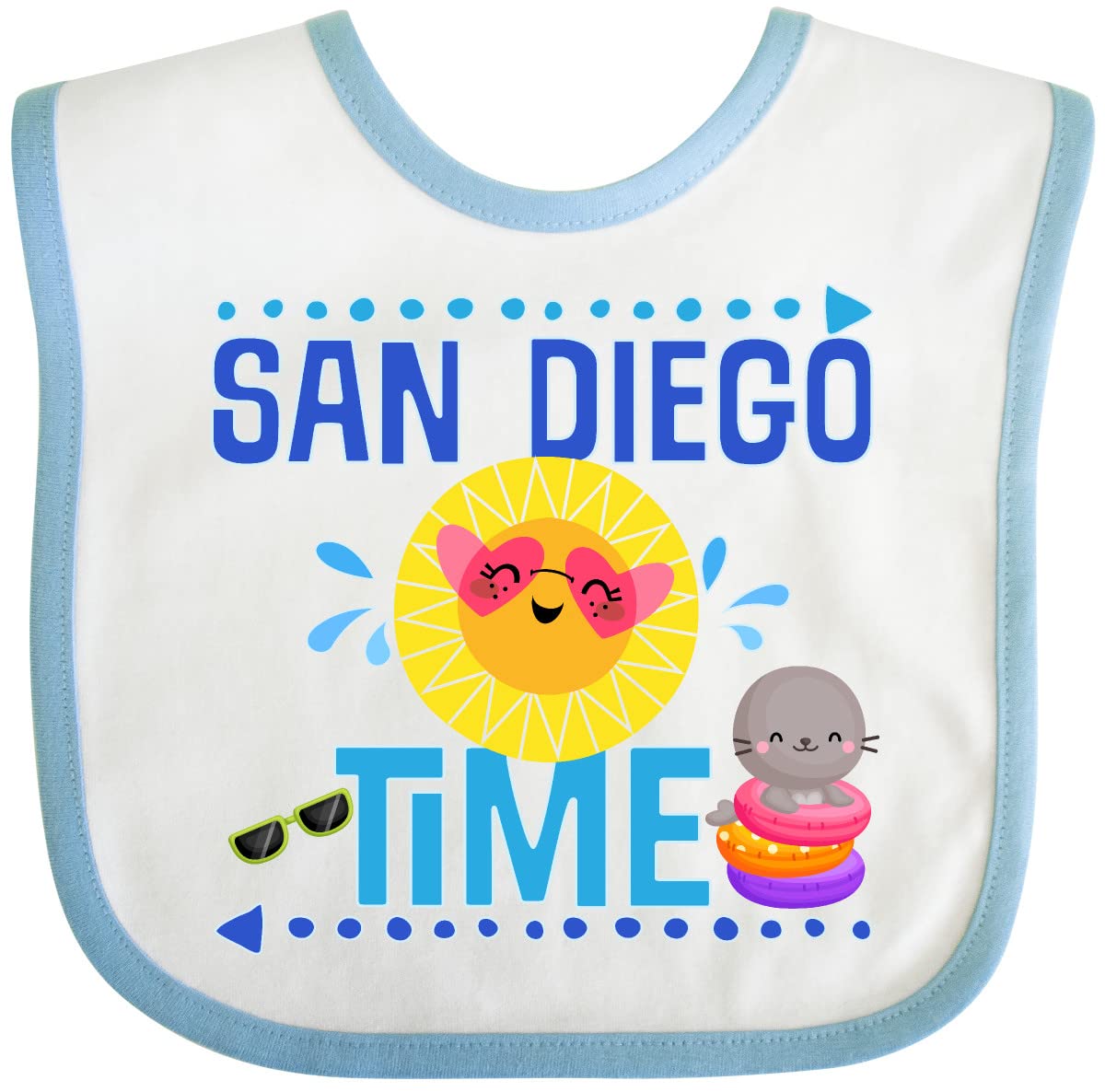 Inktastic San Diego Vacation Cute Beach Baby Bib - Soft Cotton Drool Bib for Infants & Toddlers - Perfect for Beach Trips, Travel, and Everyday Use