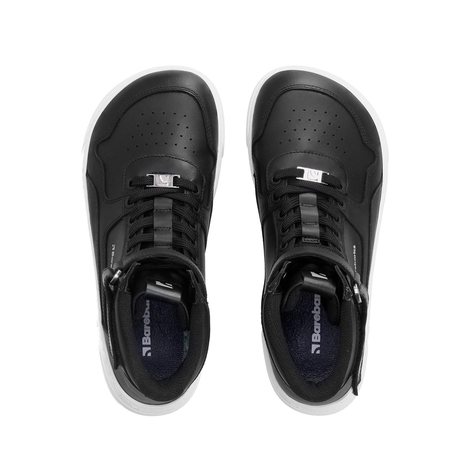 Barefoot Sneakers Barebarics Zing High Top - Black & White Leather Minimalist Shoes for Men & Women | Perfect for Running, Gym & Everyday Comfort