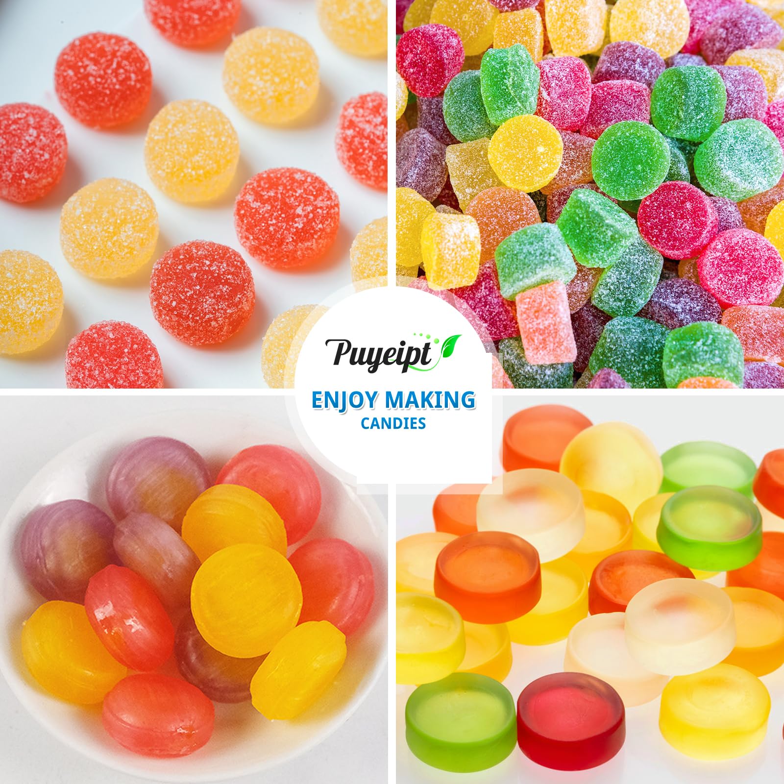 4 PCS Silicone Gummy Candy Molds - 55 Cavities Non-Stick Round Molds for Hard Candies, Chocolates, Caramels, Jello & Fruit Snacks - Perfect for DIY Candy Making, Baking, Party Favors & Holiday Treats
