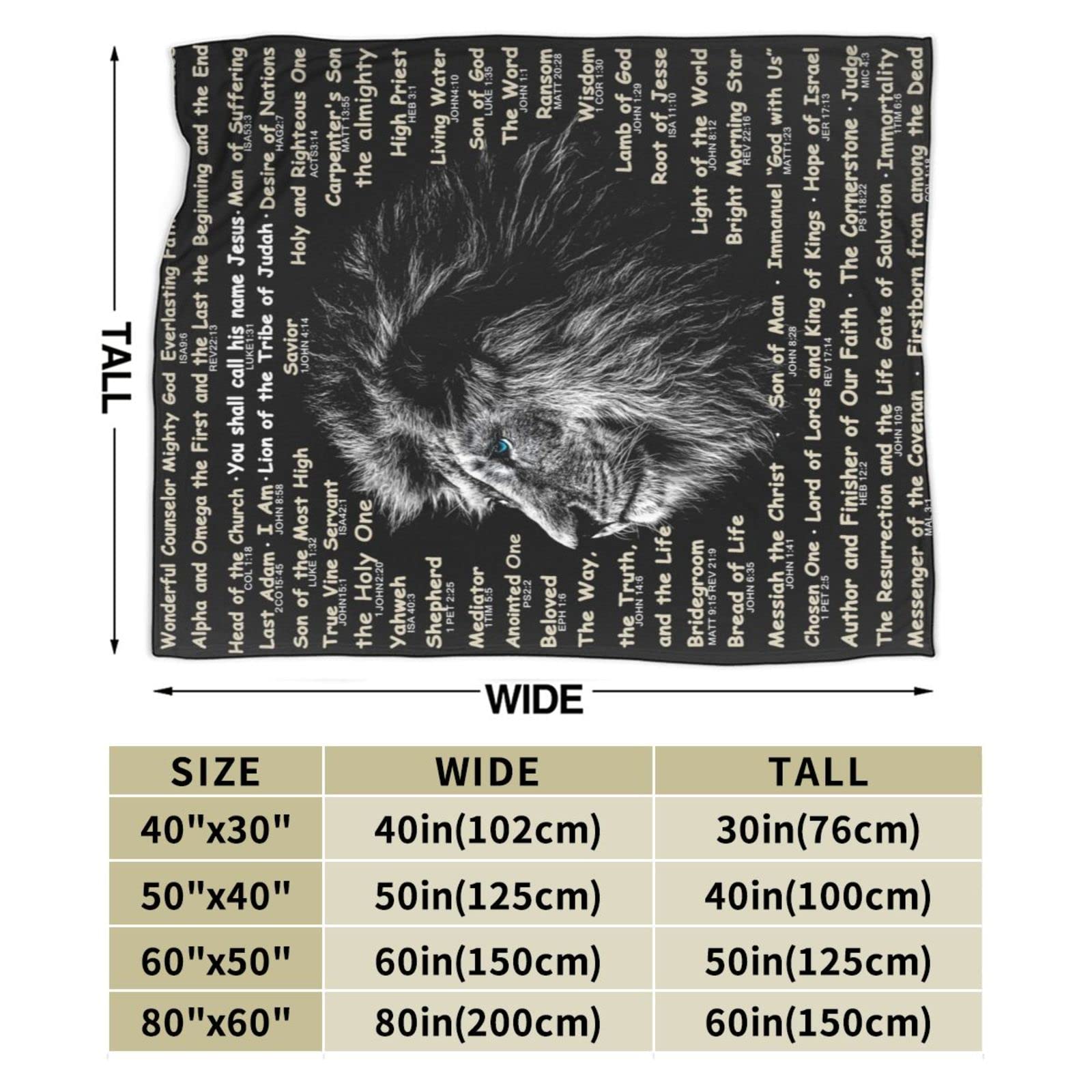 50x40 Inch Bible Verse Blanket - Soft Lightweight Christian Religious Throw Blanket for Women & Men | Cozy Plush Warm Lion Design | Perfect for Prayer, Church, Bible Study & Home Decor