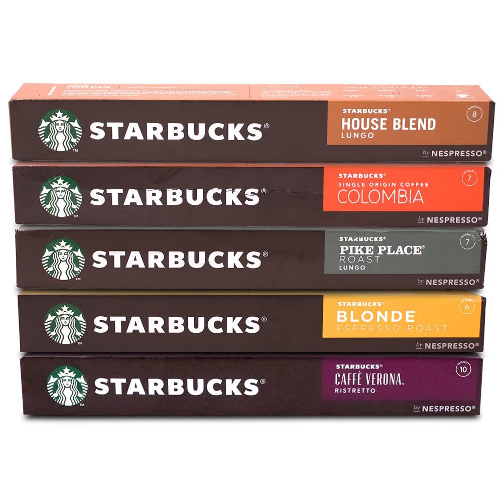 Starbucks by Nespresso Favorites Variety Pack - 50 Coffee Capsules (International Version) for Home & Office Use