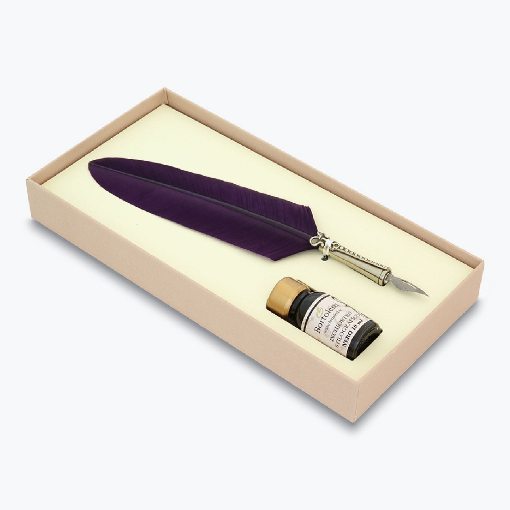 Bortoletti Calligraphy Pen Set with Feather Design - Elegant Purple Ink Pens for Hand Lettering, Wedding Invitations & Artistic Writing