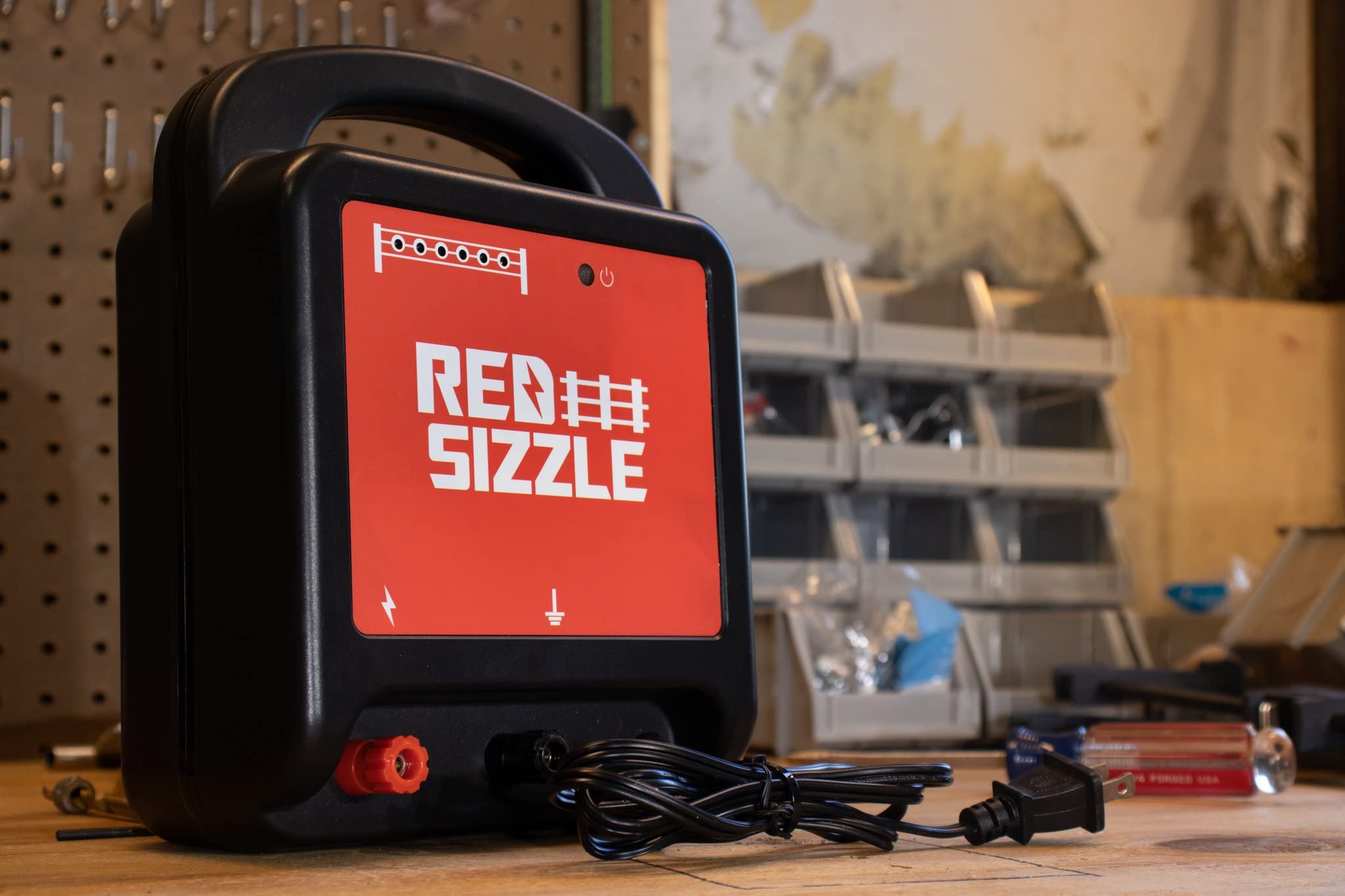 Red Sizzle 62M 6.5 Joule Electric Fence Charger for Large Pastures - Heavy Duty Plug-in Energizer for Livestock Protection & Wildlife Deterrent (Bears, Deer) | Perfect for Farm Security & Animal Containment