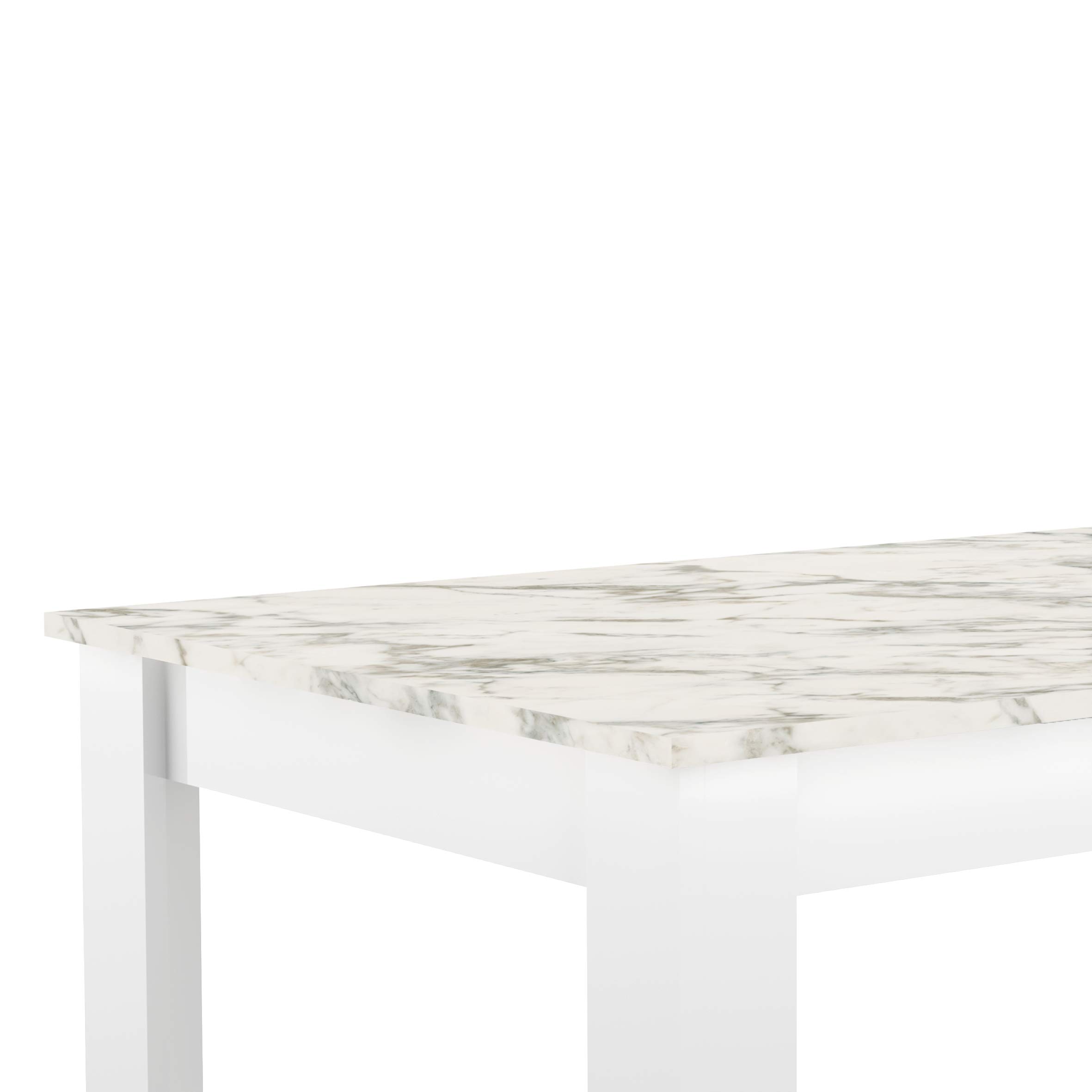 Symbiosis White Marble Look Dining Table - 43.3 x 27.6 x 28.9 Inches (110x70x73.4cm) - Modern Kitchen & Dining Room Furniture for Small Spaces
