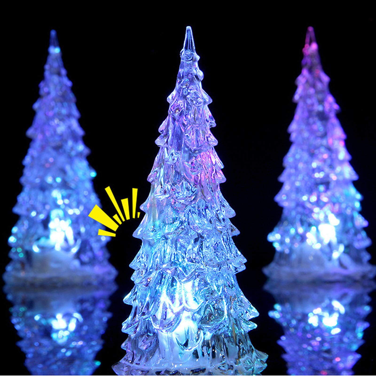 3D Color Changing LED Christmas Tree Night Light - Portable Acrylic Table Lamp for Kids Nursery & Baby Room (3/6.5 inches, Clear) | Perfect for Bedtime, Holiday Decor & Gift Giving