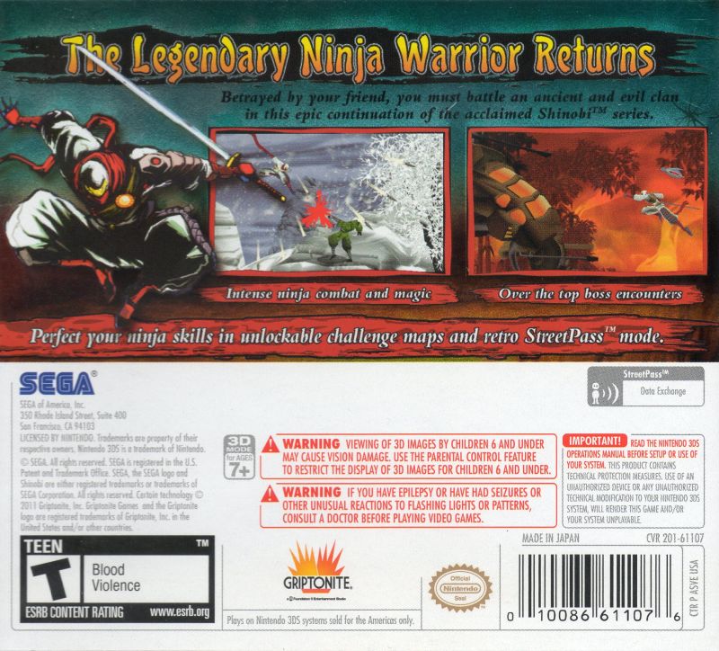 Used Shinobi 3DS Video Games - Authentic Pre-Owned Nintendo 3DS Action Game for Collectors & Retro Gamers | Perfect for Travel & Handheld Gaming