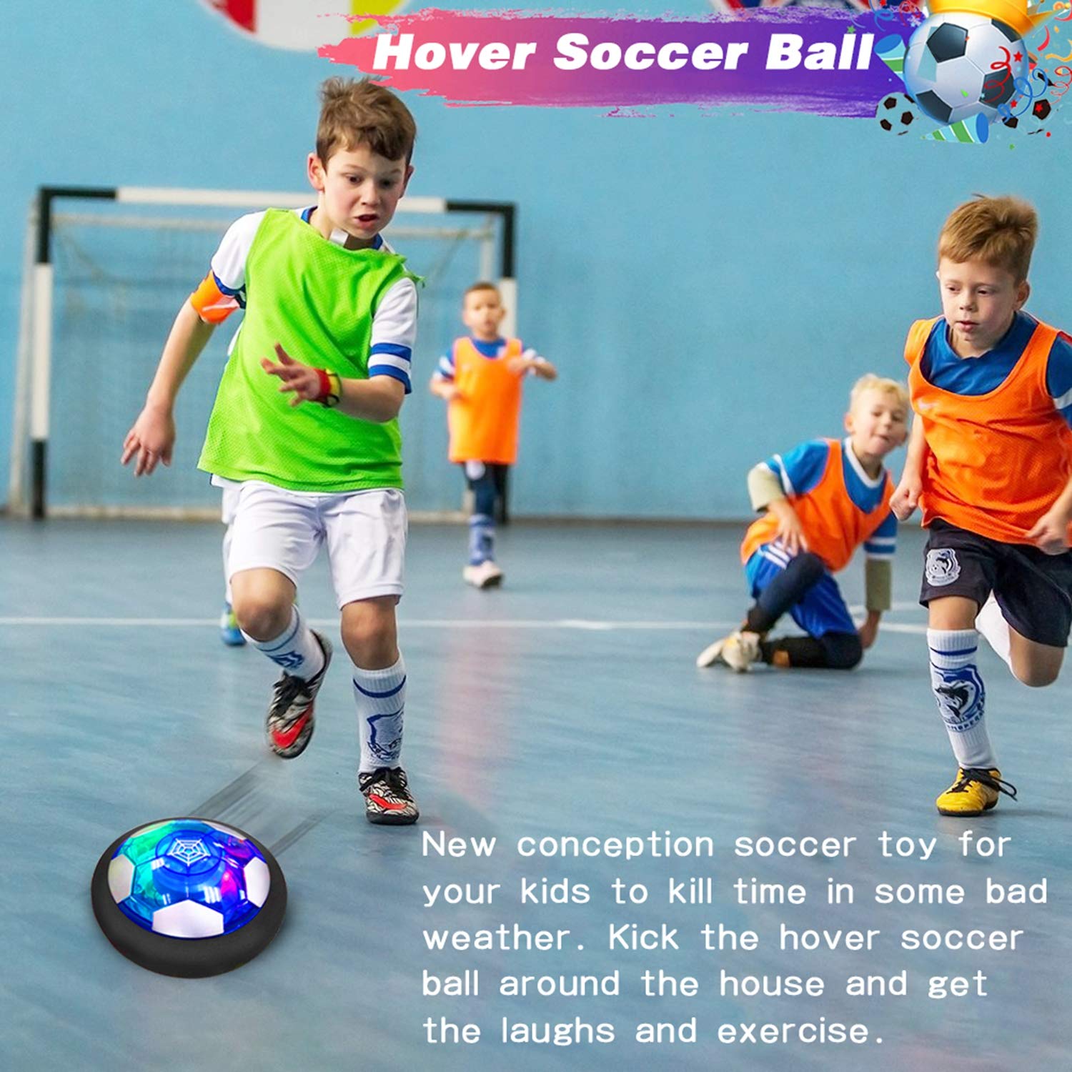 **TURNMEON 2 Pack Rechargeable Hover Soccer Ball with LED Lights & Foam Bumper - Indoor Floating Soccer Toy for Kids, Boys & Girls - Perfect Holiday, Valentine's Day Gift (Black) - Fun for Playrooms, Birthday Parties & Backyard Games**