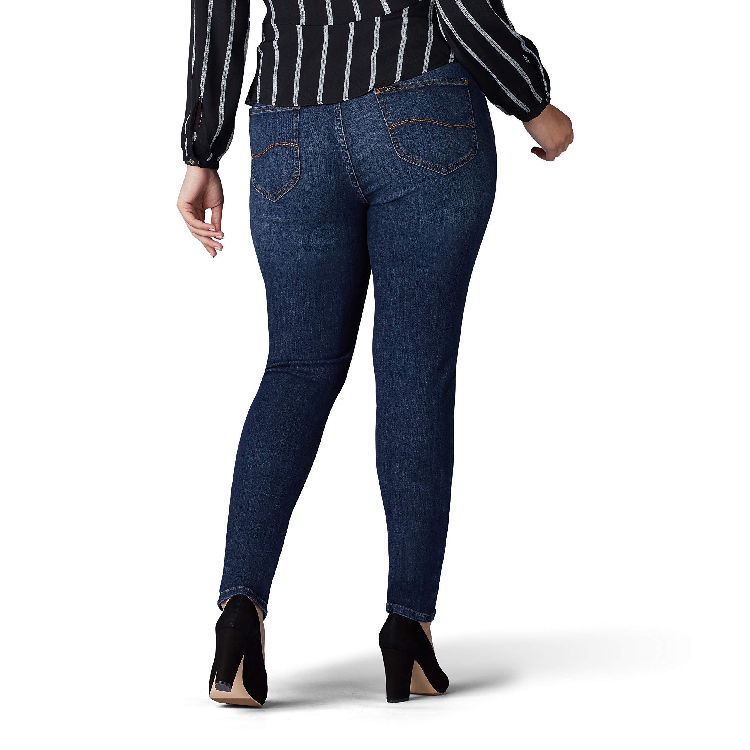 Lee Women's Plus Size Sculpting Slim Fit Skinny Leg Pull-On Jeans - Comfortable Stretch Denim for Work, Casual & Everyday Wear