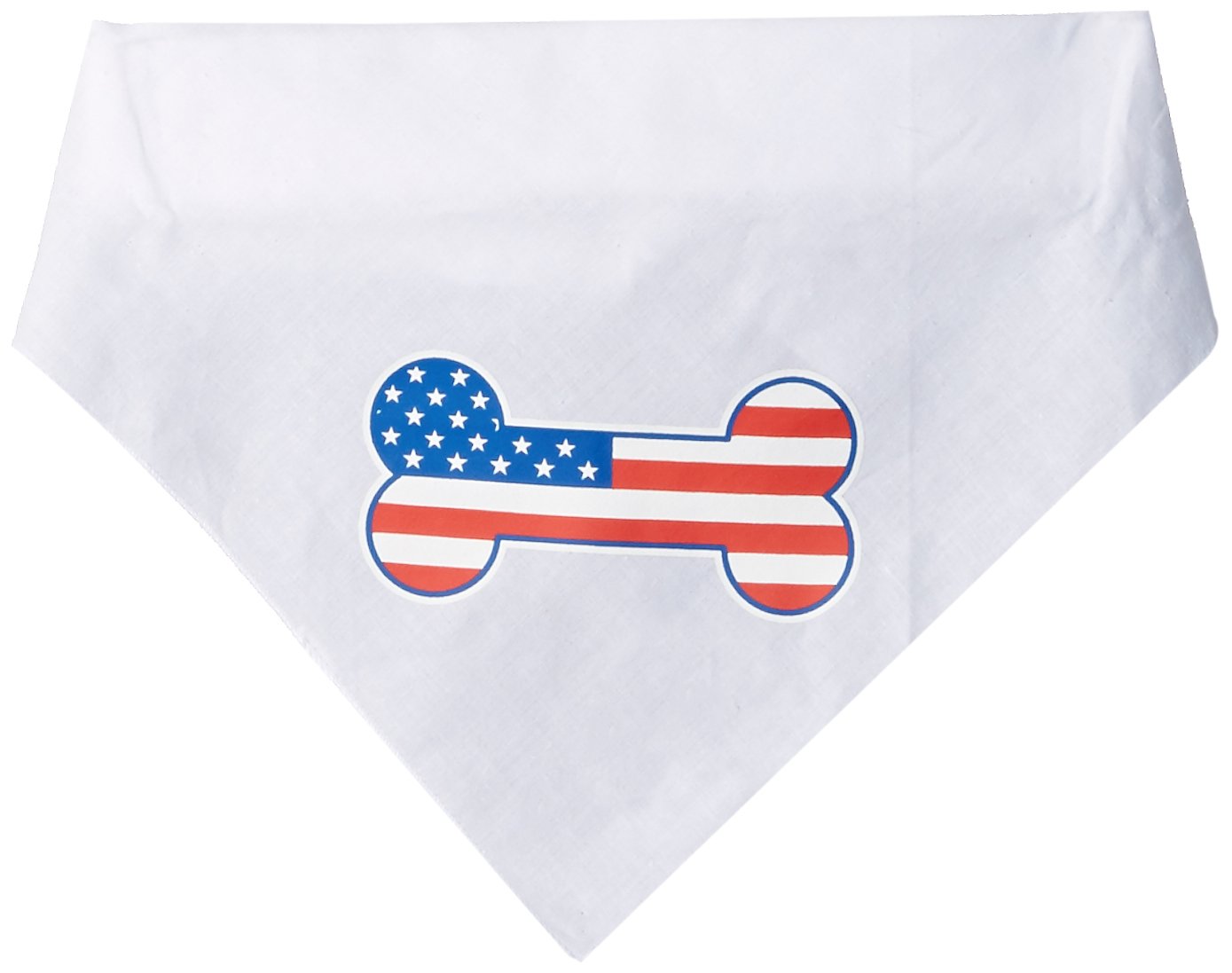Bone Shaped American Flag Dog Bandana - Large White Screen Printed Pet Bandana for Dogs - Perfect for 4th of July, Patriotic Events & Everyday Wear