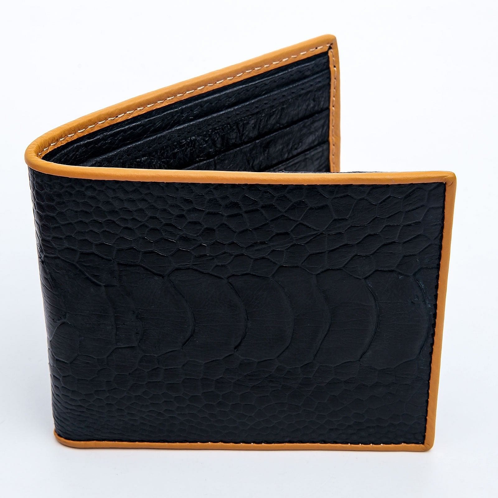 Authentic Black Ostrich Leg Leather Wallet for Men - Luxury Slim Bifold Credit Card Holder with RFID Protection - Perfect for Business, Travel & Everyday Use