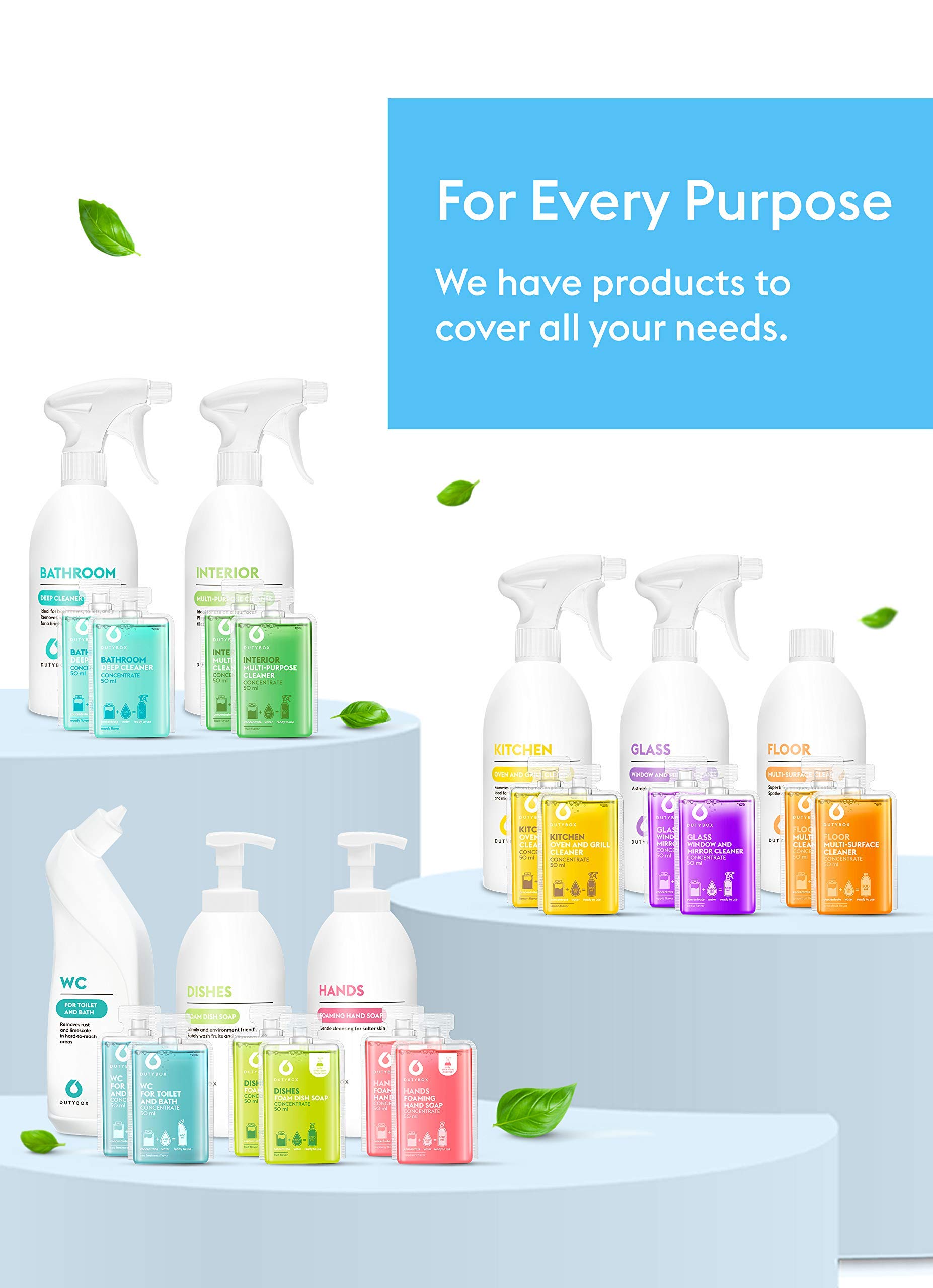 DUTYBOX Glass Cleaner Spray - 6 Capsule Packs for Windows, Mirrors & Multi-Surfaces | Streak-Free Cleaning Solution for Kitchen, Bathroom & Office | Eco-Friendly & Non-Toxic Formula for Sparkling Results
