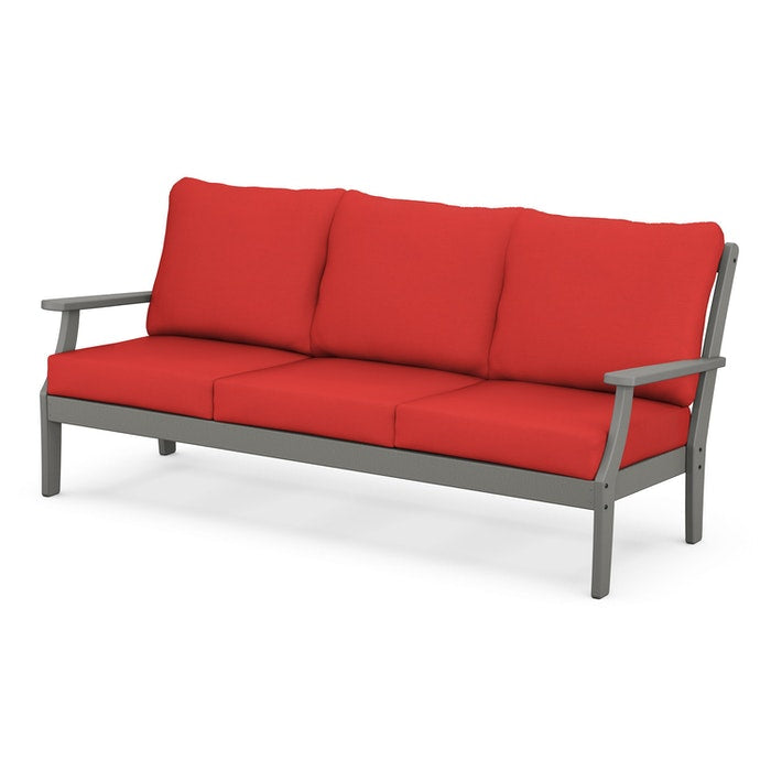 POLYWOOD Braxton Deep Seating Outdoor Sofa - All-Weather Wicker Patio Furniture Set for Backyard, Poolside & Garden Relaxation