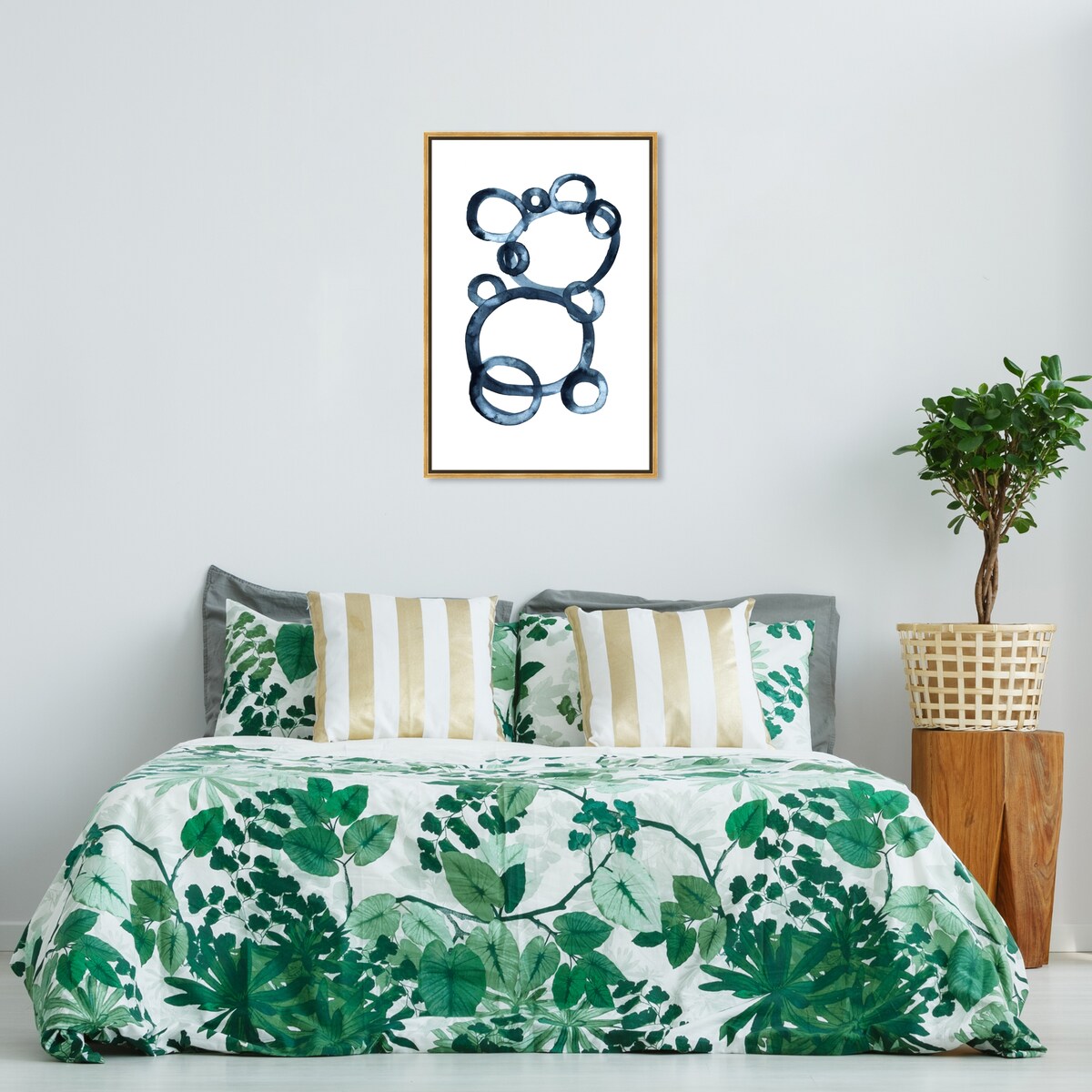 Bear Bubbles Modern Baby Bear Fingerpainted Art - White Framed Canvas Wall Print for Nursery & Boys Room Decor - Perfect for Baby Showers, Kids Bedrooms & Playroom Wall Art
