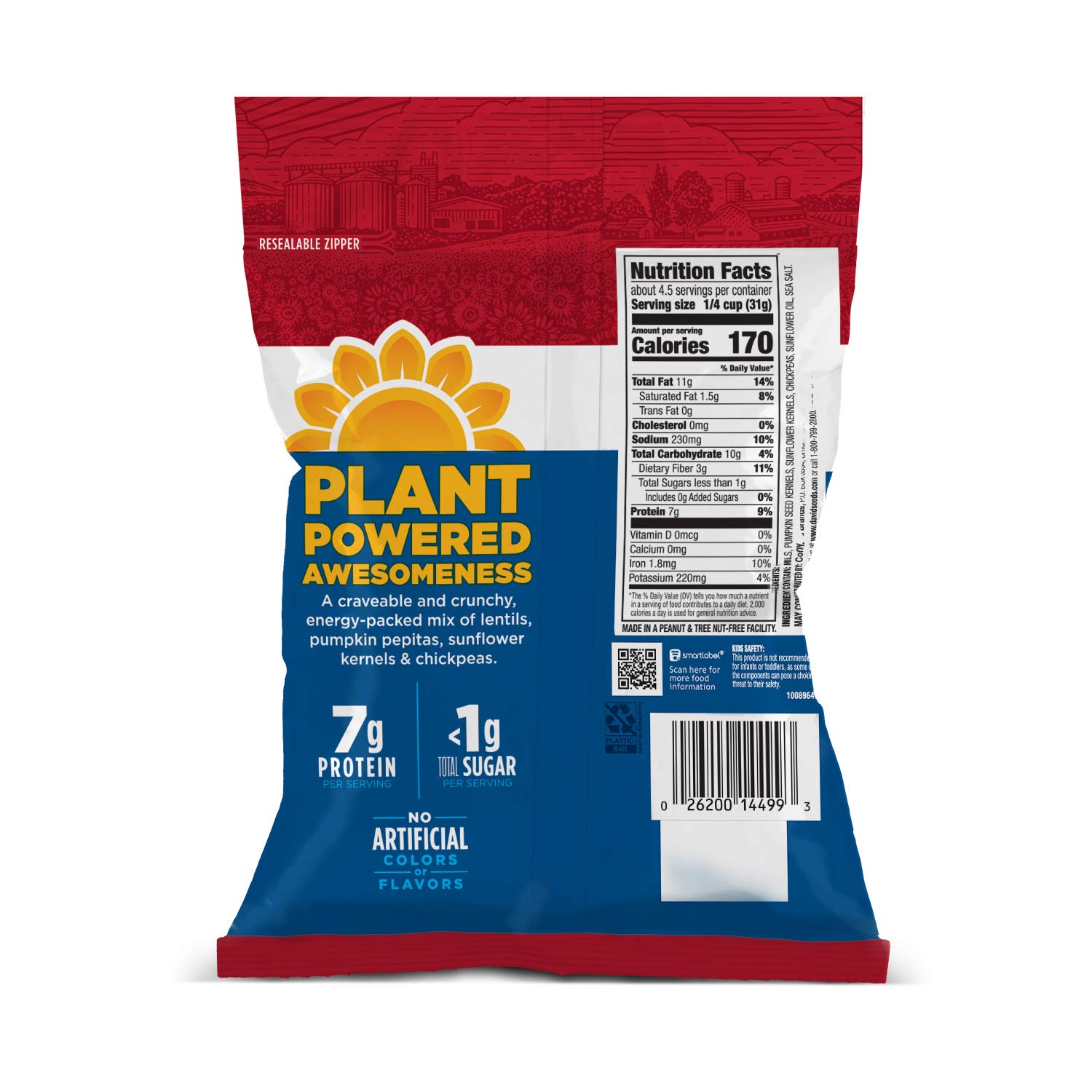 DAVID Seeds Sea Salt Energy-Packed Snack Mix, 5 Oz (Pack of 8) | High Protein Trail Mix for Hiking, Gym & Office Snacks | Healthy Nuts & Seeds Snack for Energy Boost