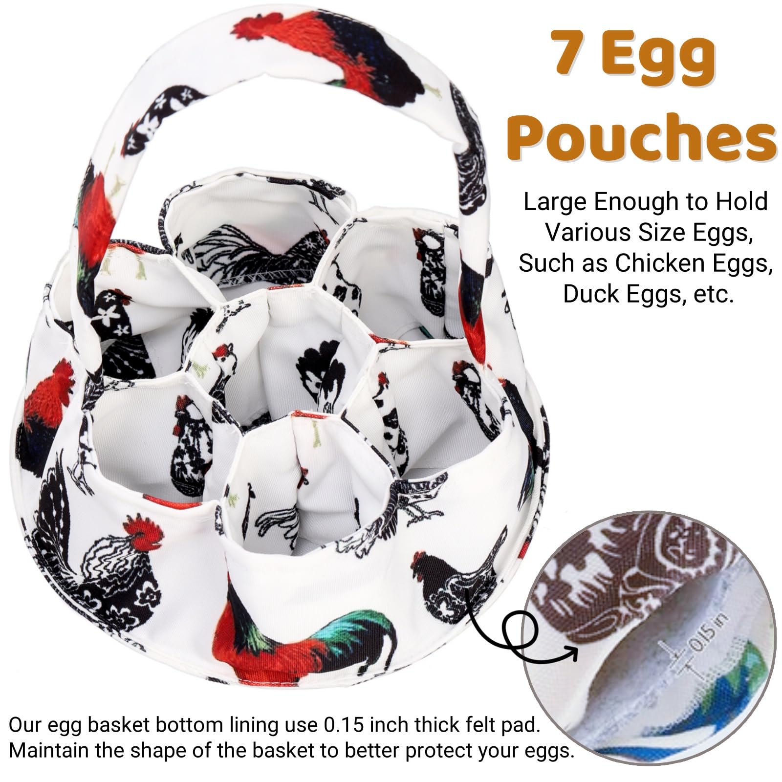 2 Pack Mini Canvas Egg Collecting Bags with 7 Pouches - Farmhouse Chicken Egg Basket for Easter, Hen Duck Goose Eggs - Durable Storage & Transport for Garden, Coop & Home Use (2 Styles)