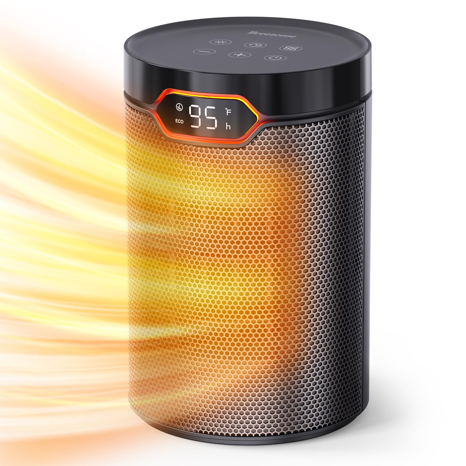 BREEZOME 1500W PTC Ceramic Space Heater - Portable Electric Heater with Thermostat & 24H Timer, Fast Quiet Heating for Home, Bedroom, Office - Perfect for Winter Warmth and Energy Efficient Indoor Heating