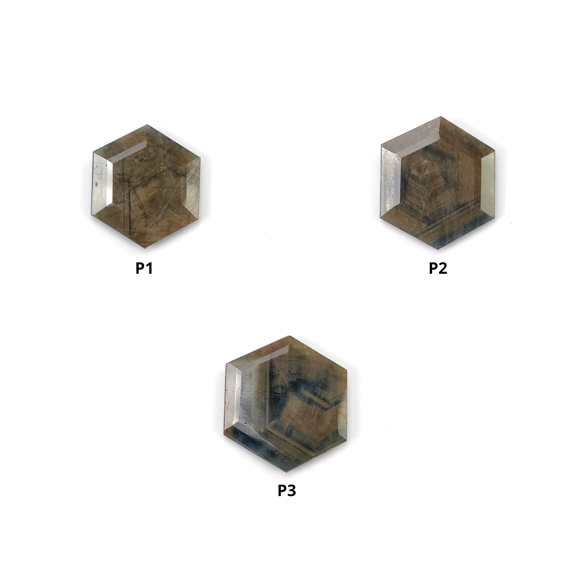 Natural Untreated Golden Brown Chocolate Blue Sheen Sapphire Gemstone - Hexagon Shape Normal Cut for Jewelry Making & Engagement Rings