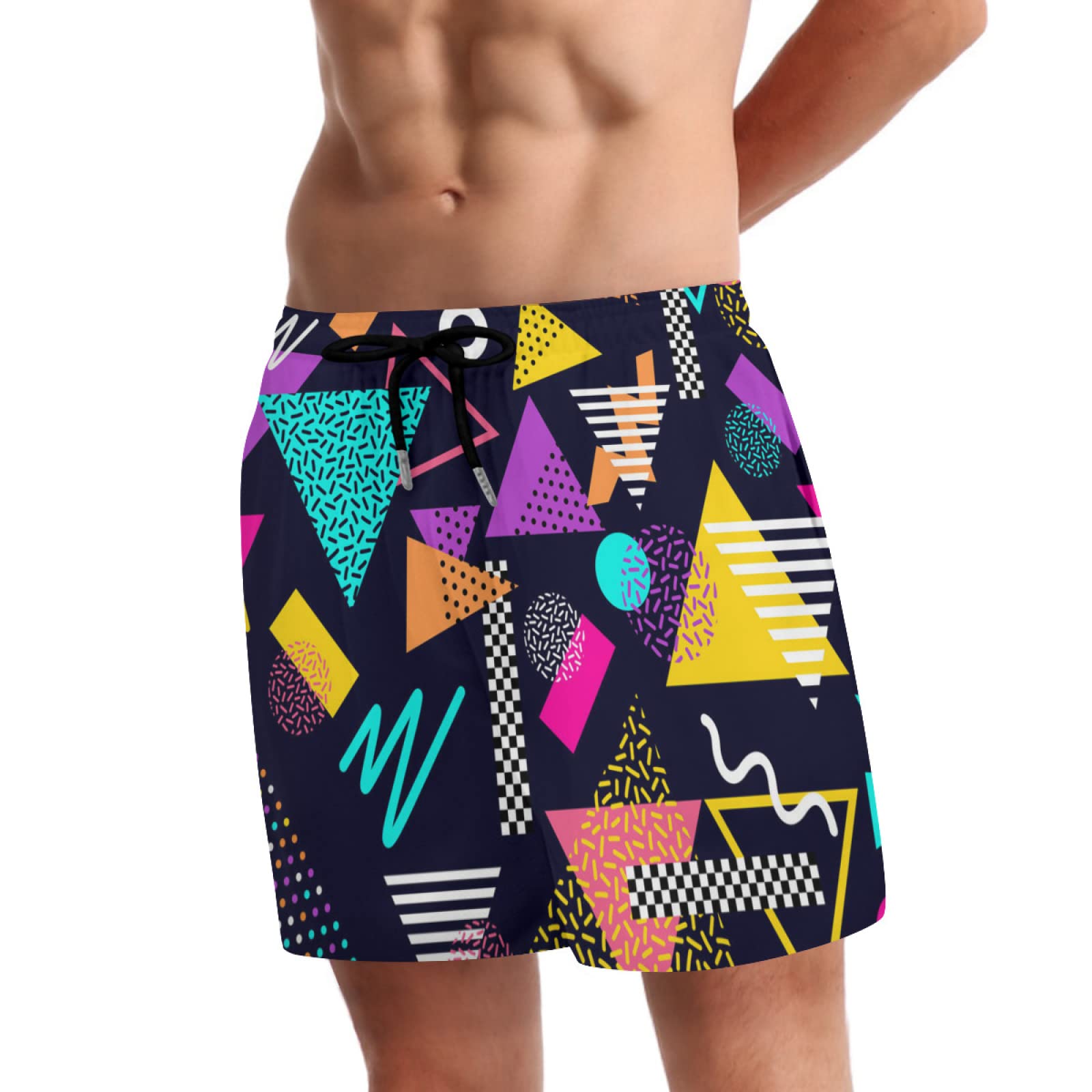 Men's Quick Dry Swim Trunks with Compression Liner - 80s 90s Retro Beach Shorts for Swimming, Surfing & Sports | Zipper Pocket & Breathable Fabric | Perfect for Pool, Vacation & Summer Activities